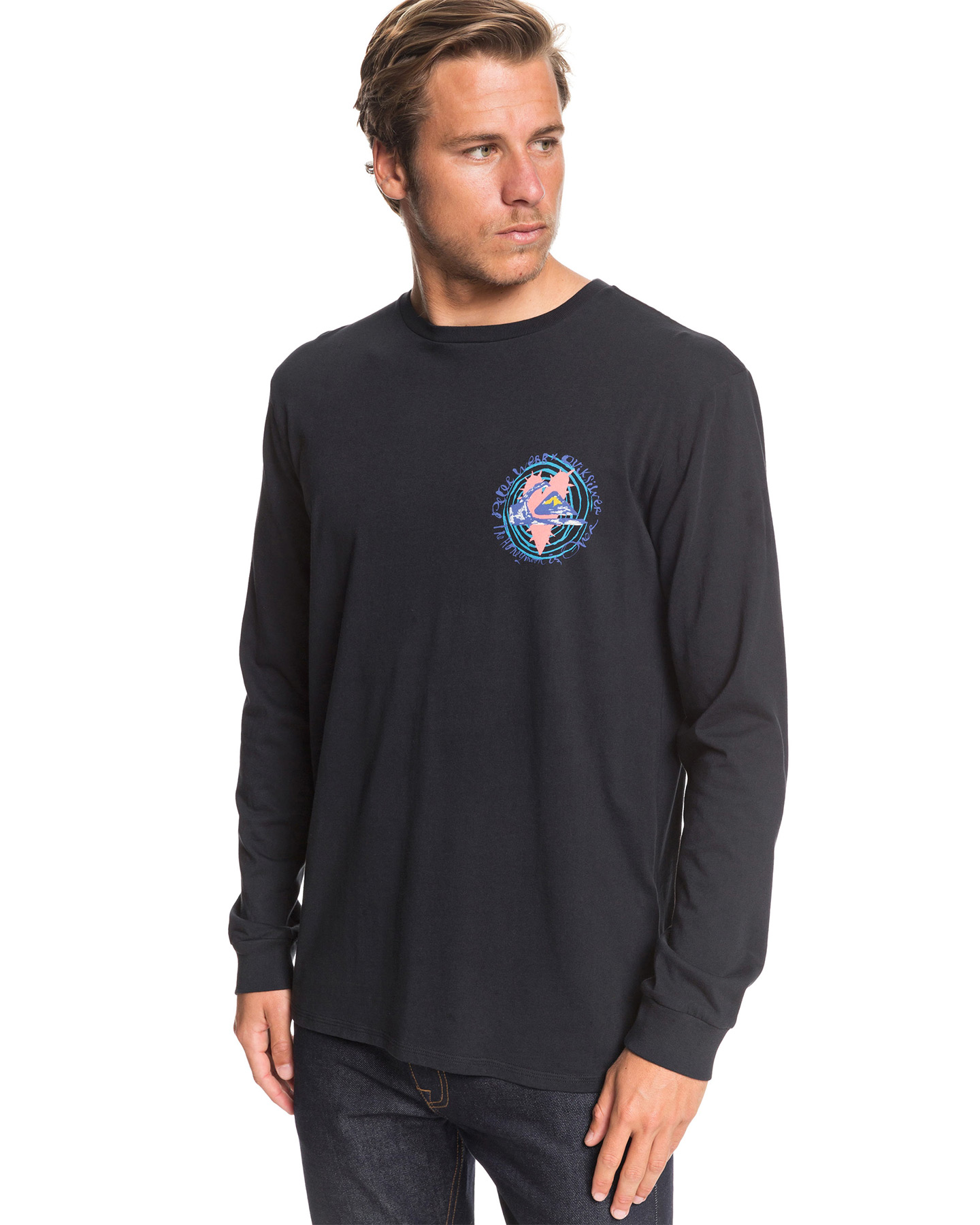 Quiksilver Mens Mind Cairn Long Sleeve T Shirt - Black | SurfStitch