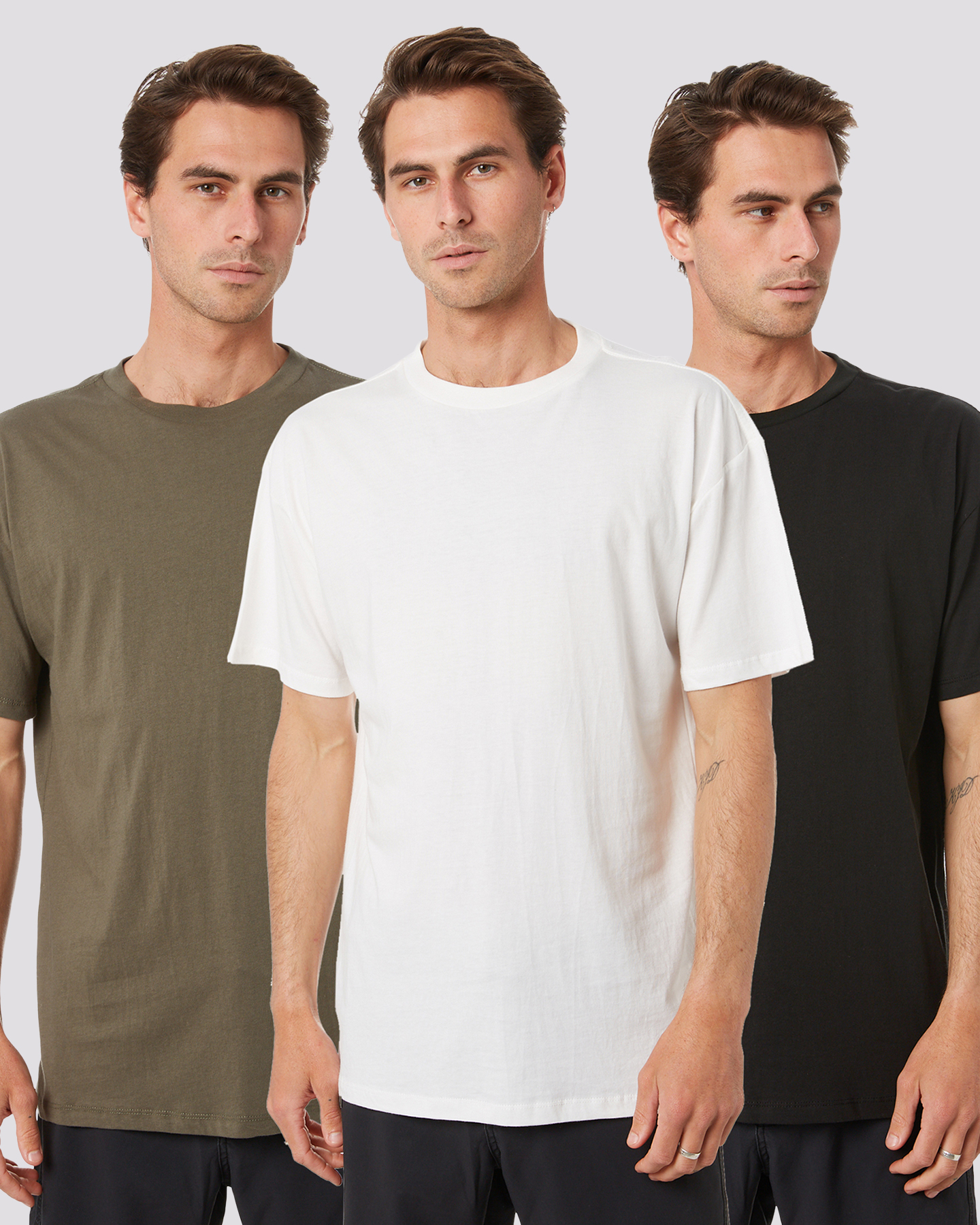 Mens Recycled Cotton 3 Pack Tee Shirts (Oversized Fit)