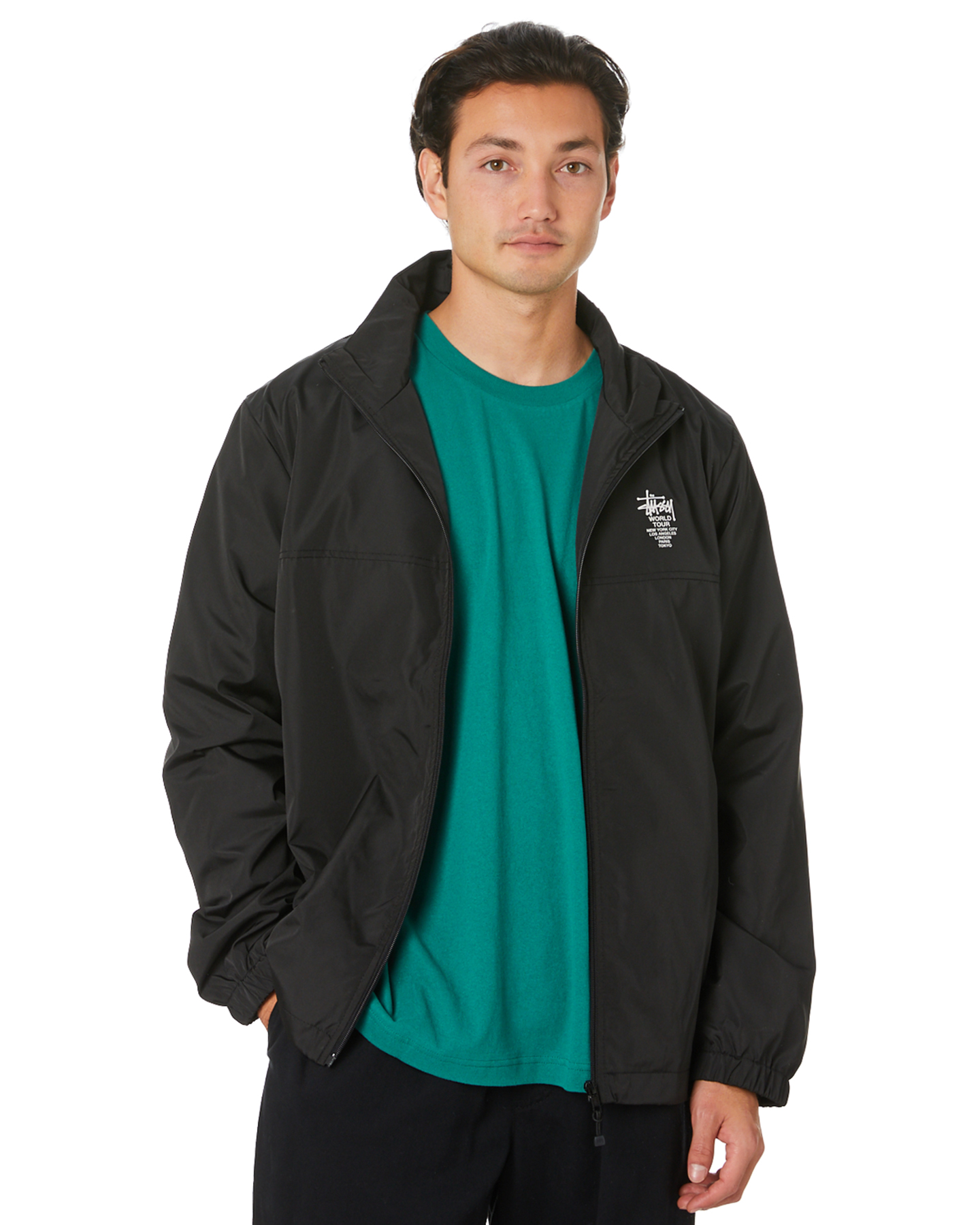 Stussy World Tour Mens Zip Thru Jacket - Black | SurfStitch