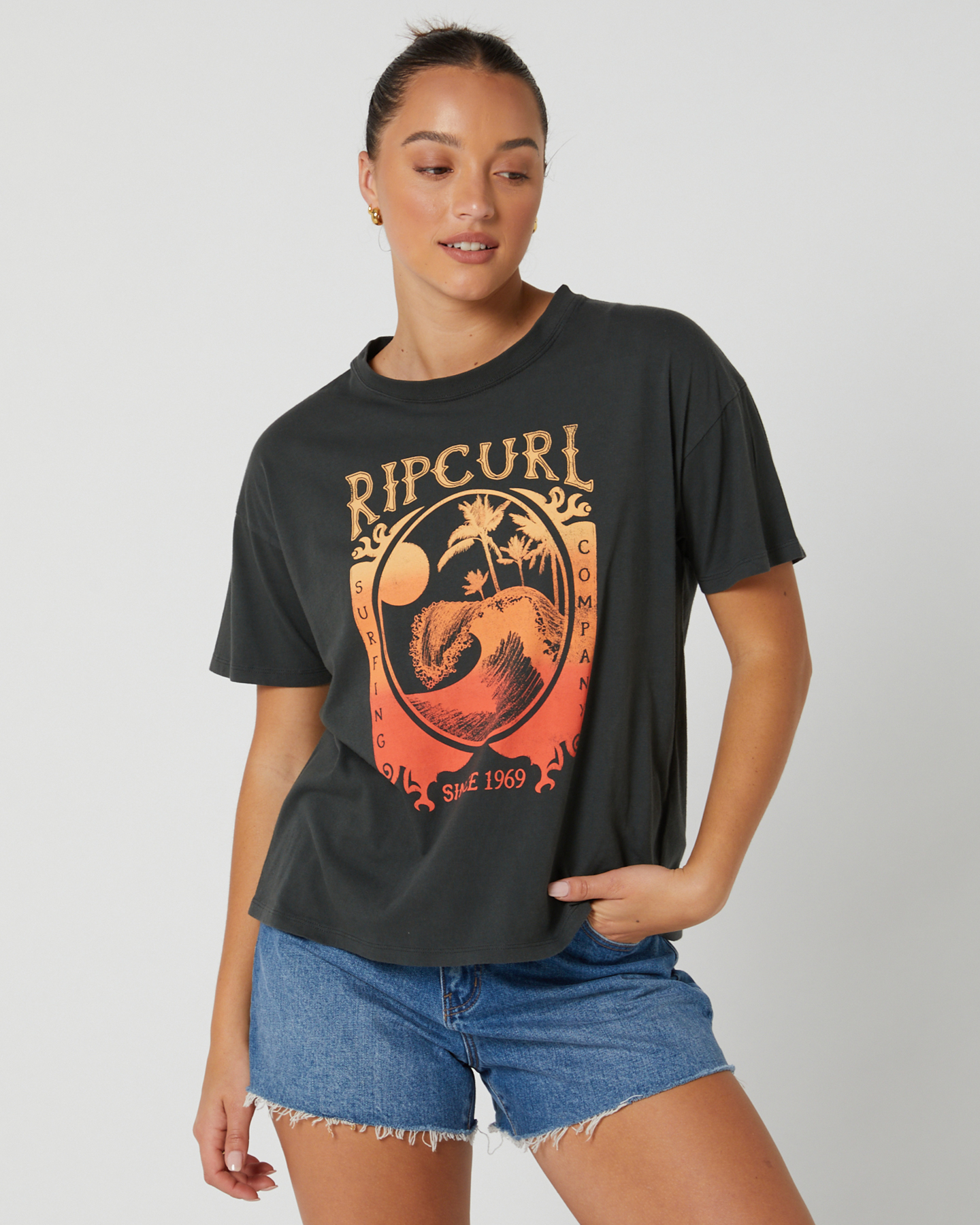 Rip Curl Moonlight Relaxed Tee Washed Black SurfStitch