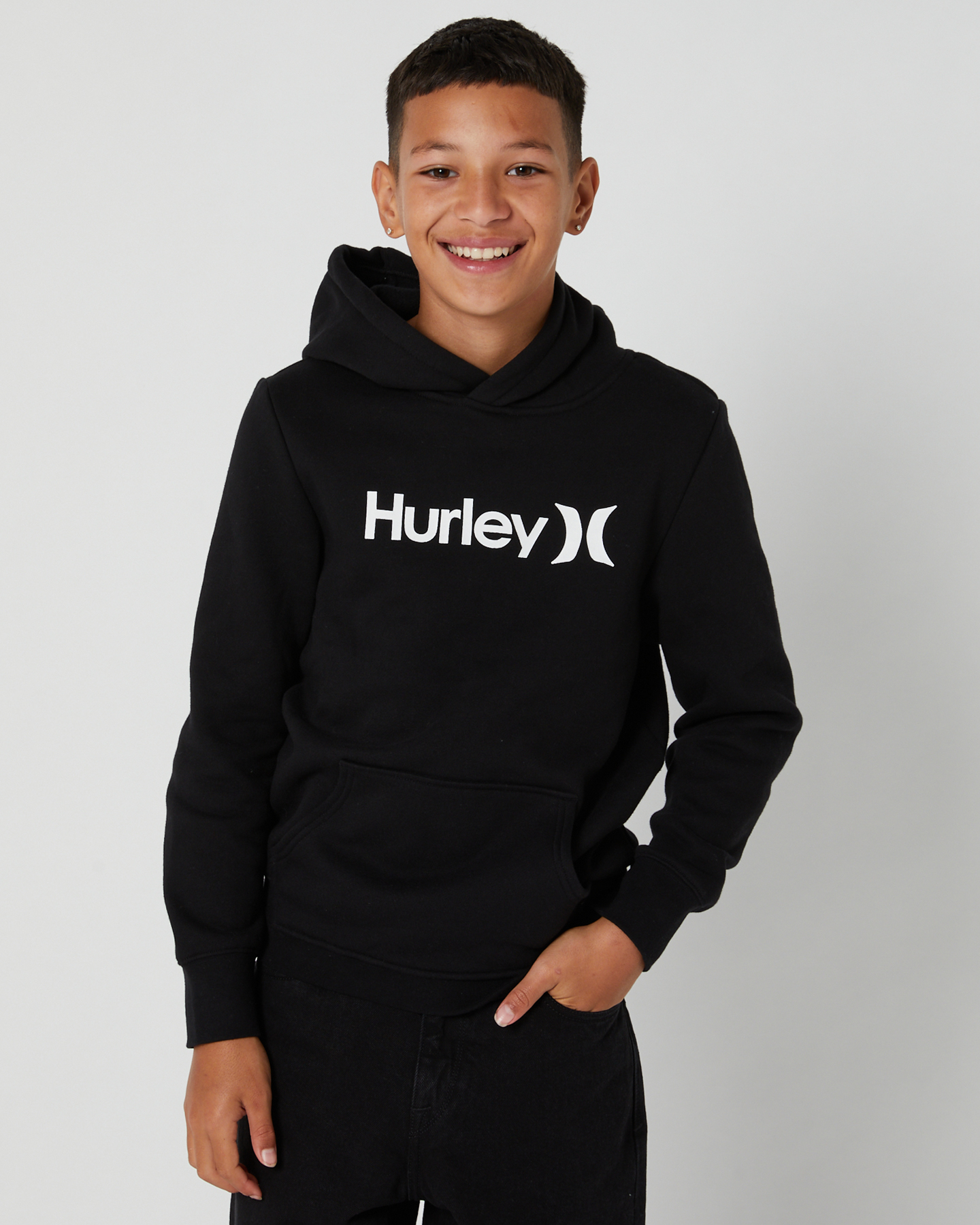 Hurley Boys Core Oao Solid Pullover Hoodie Teens Black SurfStitch