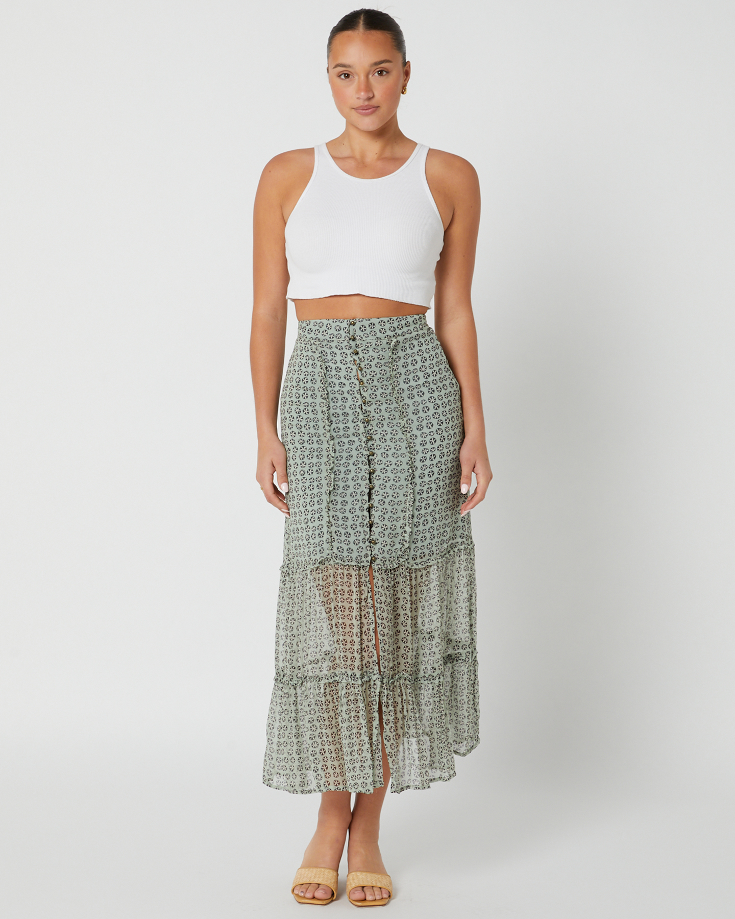 Tigerlily Antonia Rosette Maxi Skirt - Mint Charcoal | SurfStitch
