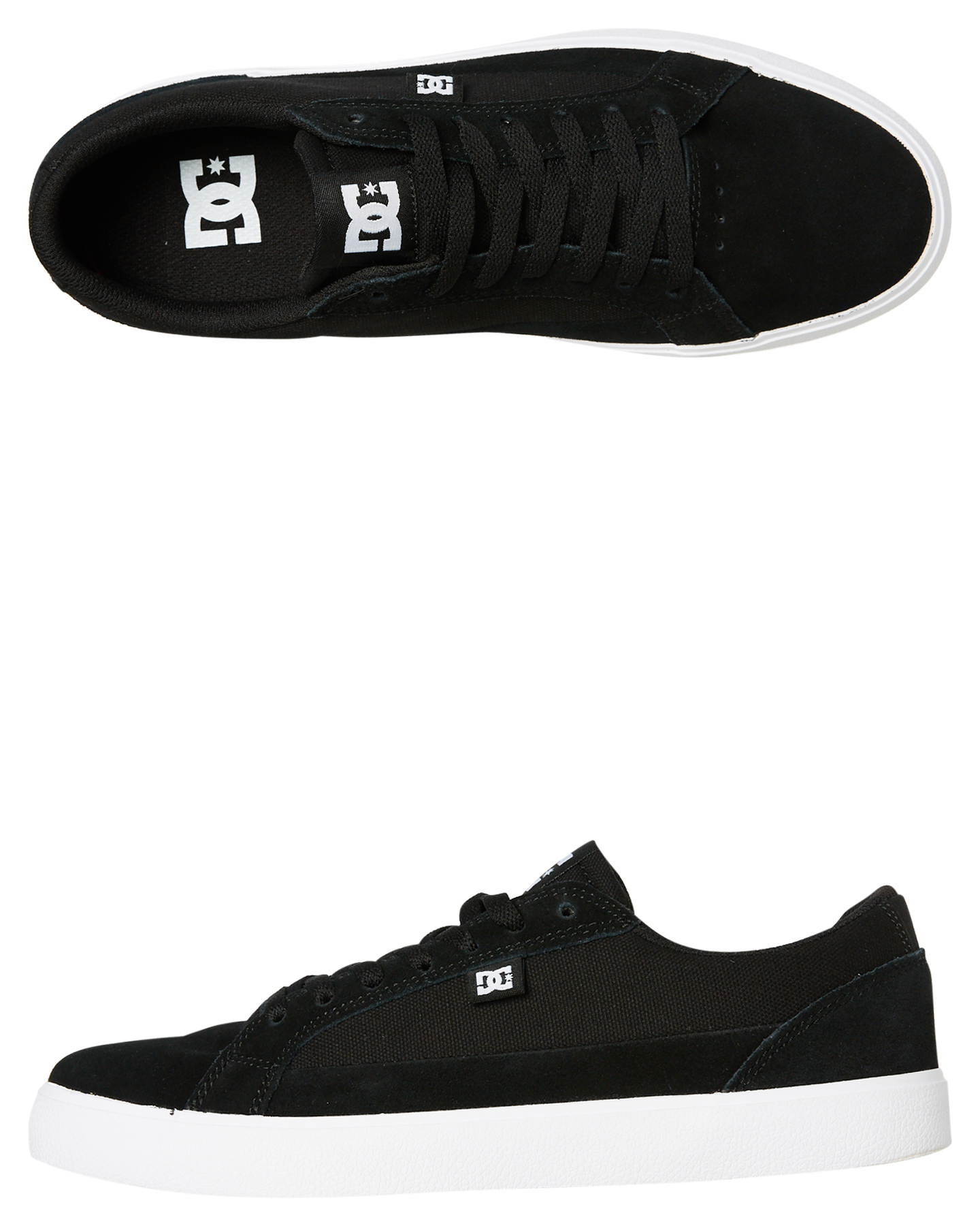 black and white dc shoes