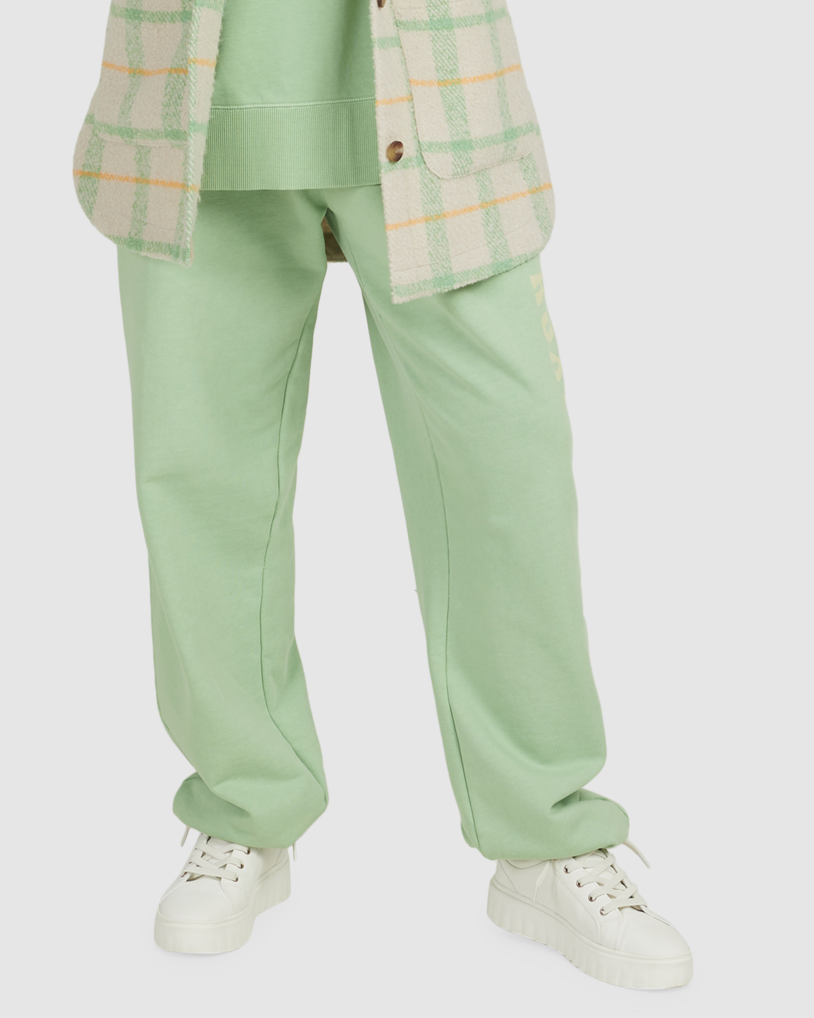 Green plaid online track pants