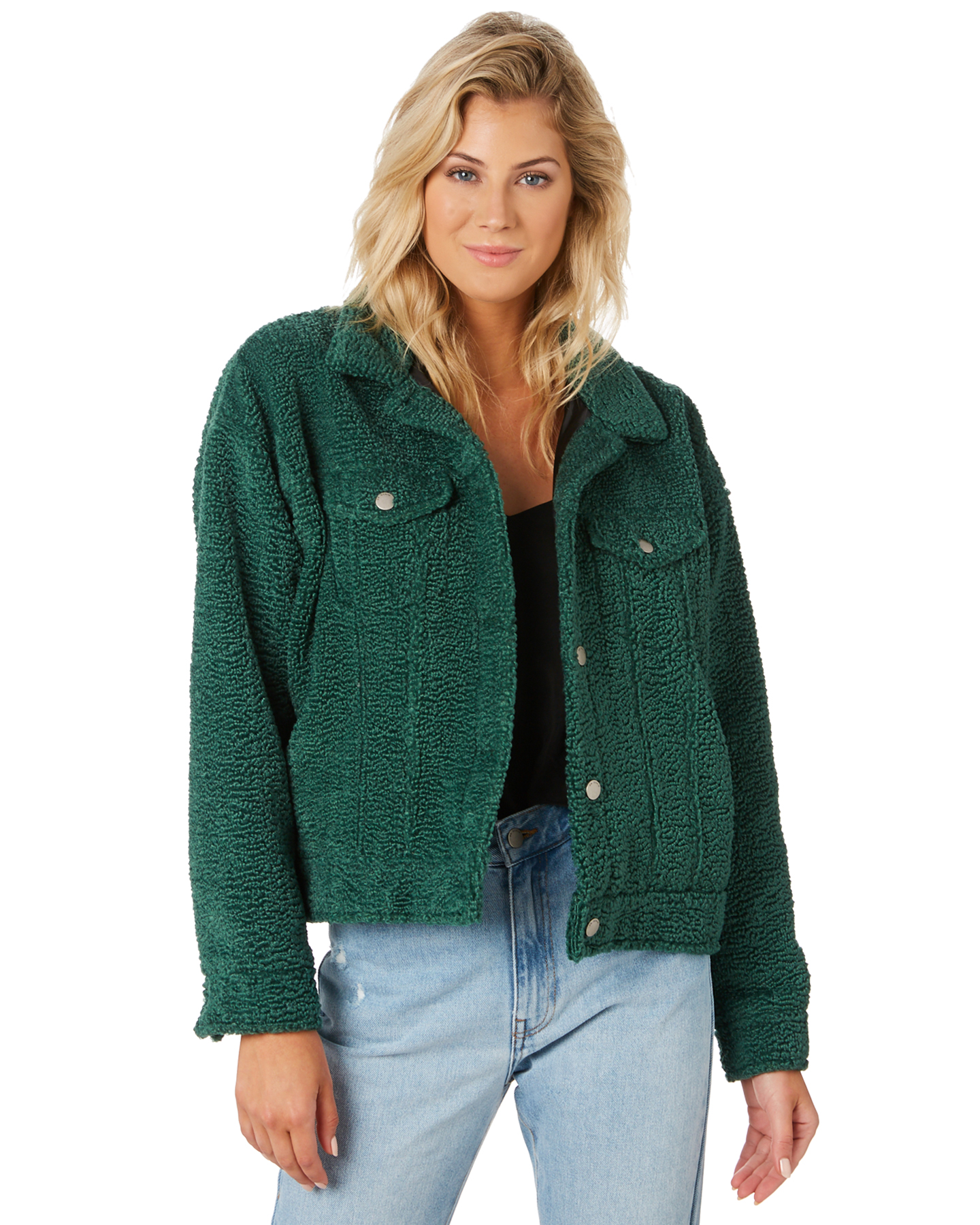 denim jacket green pants