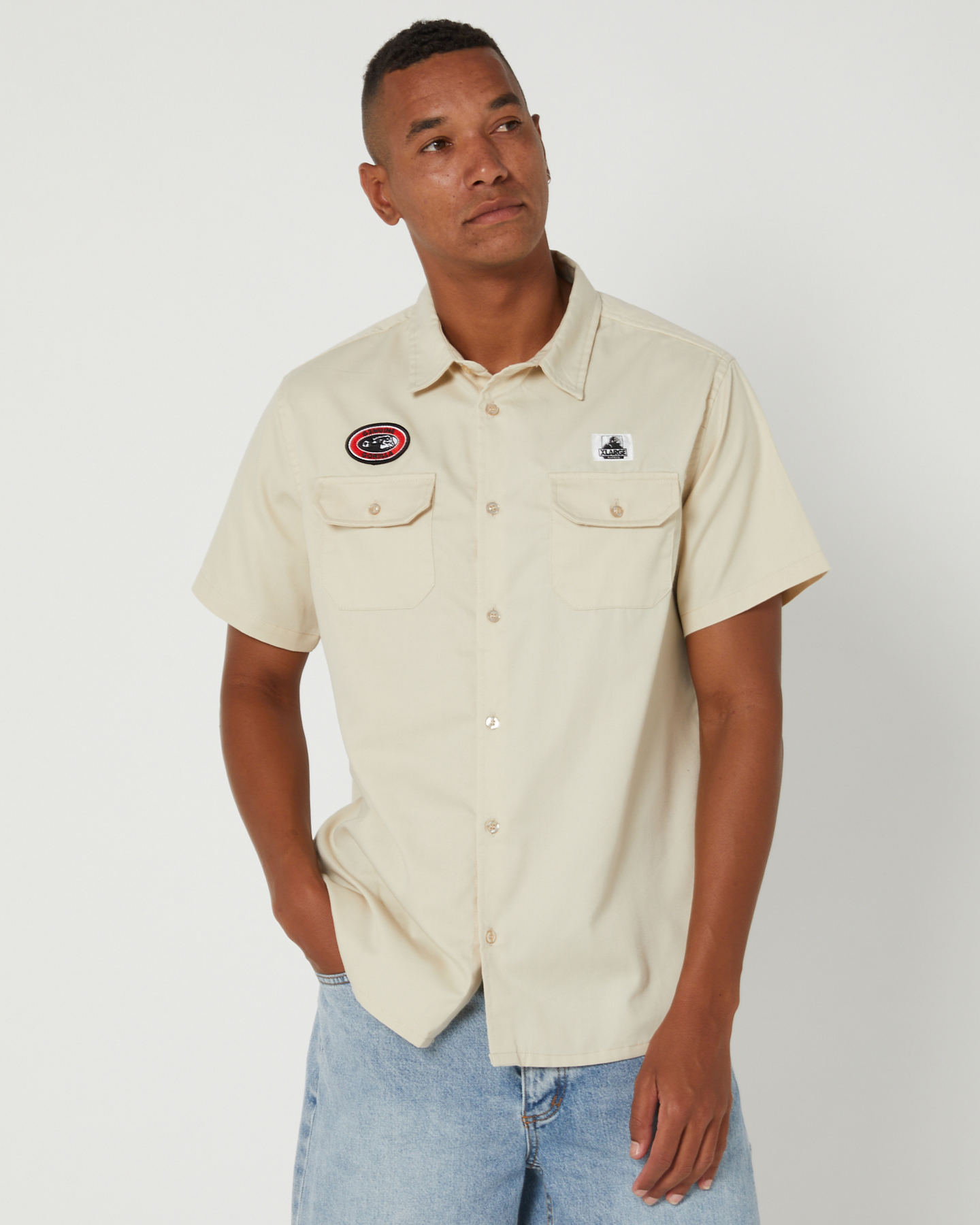Xlarge Patches Mens Ss Work Shirt - Off White | SurfStitch
