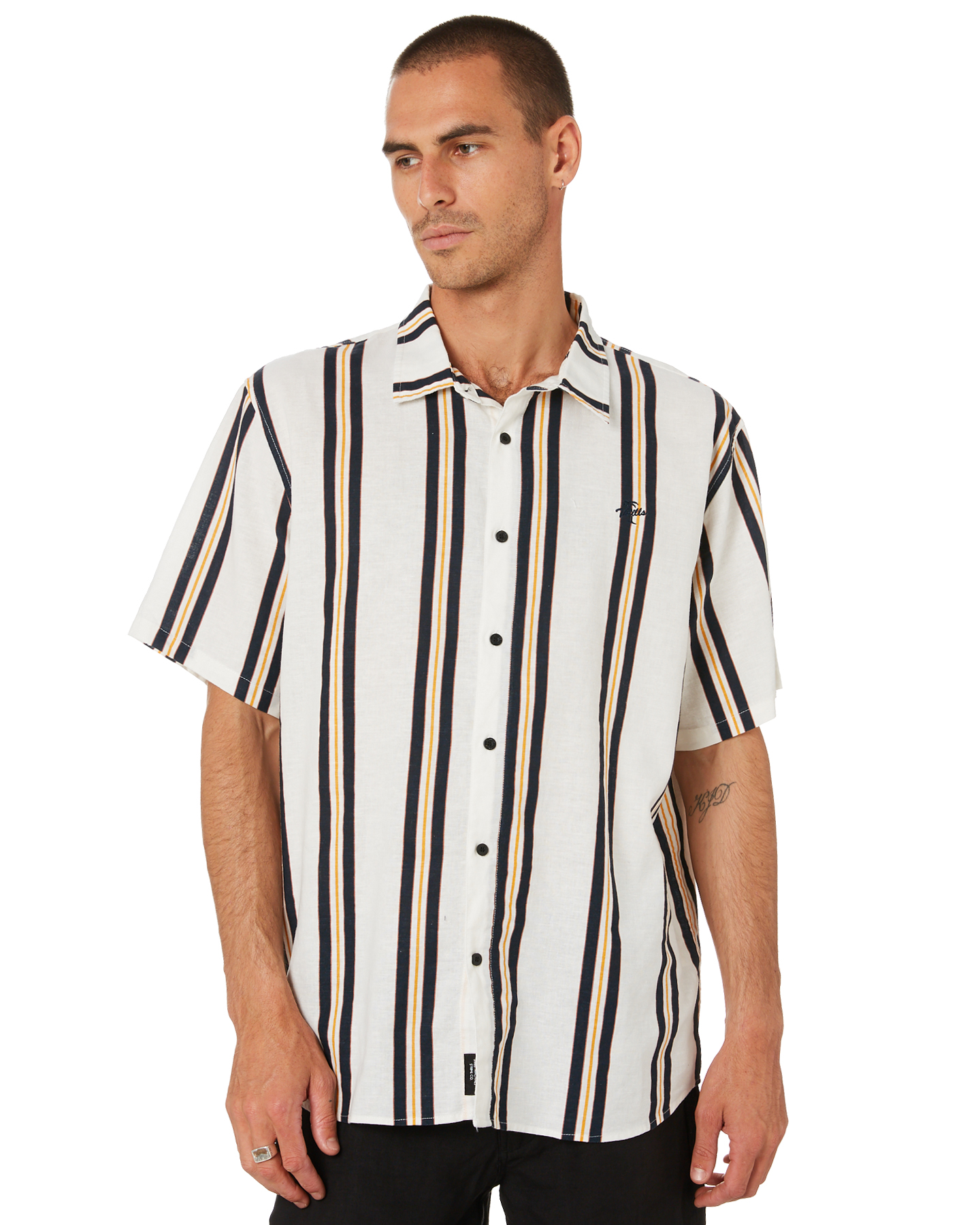 Thrills Thrills Design Vertical Stripe Mens Shirt - Egret | SurfStitch