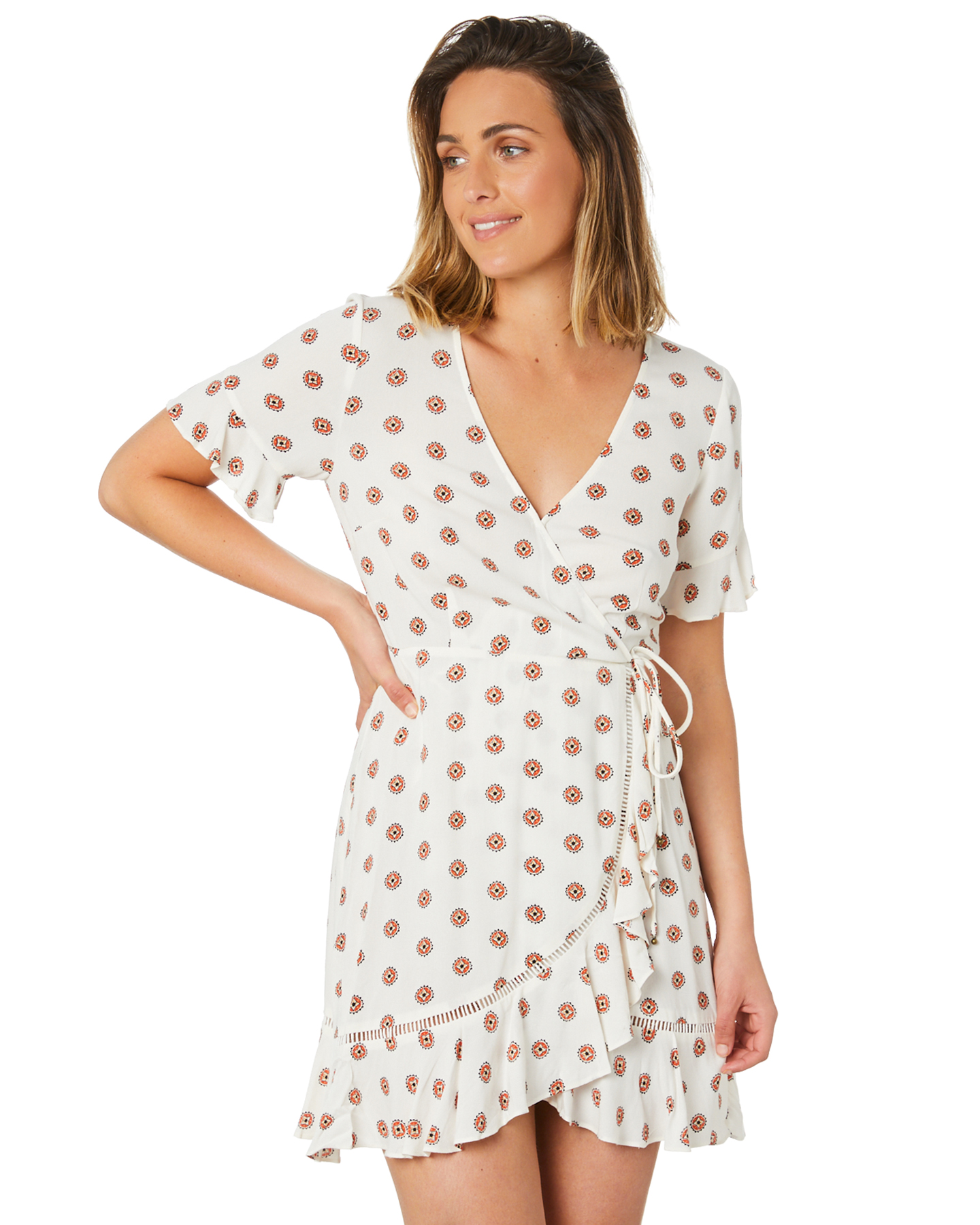 Tigerlily Seiren Mini Wrap Dress - Ivory | SurfStitch