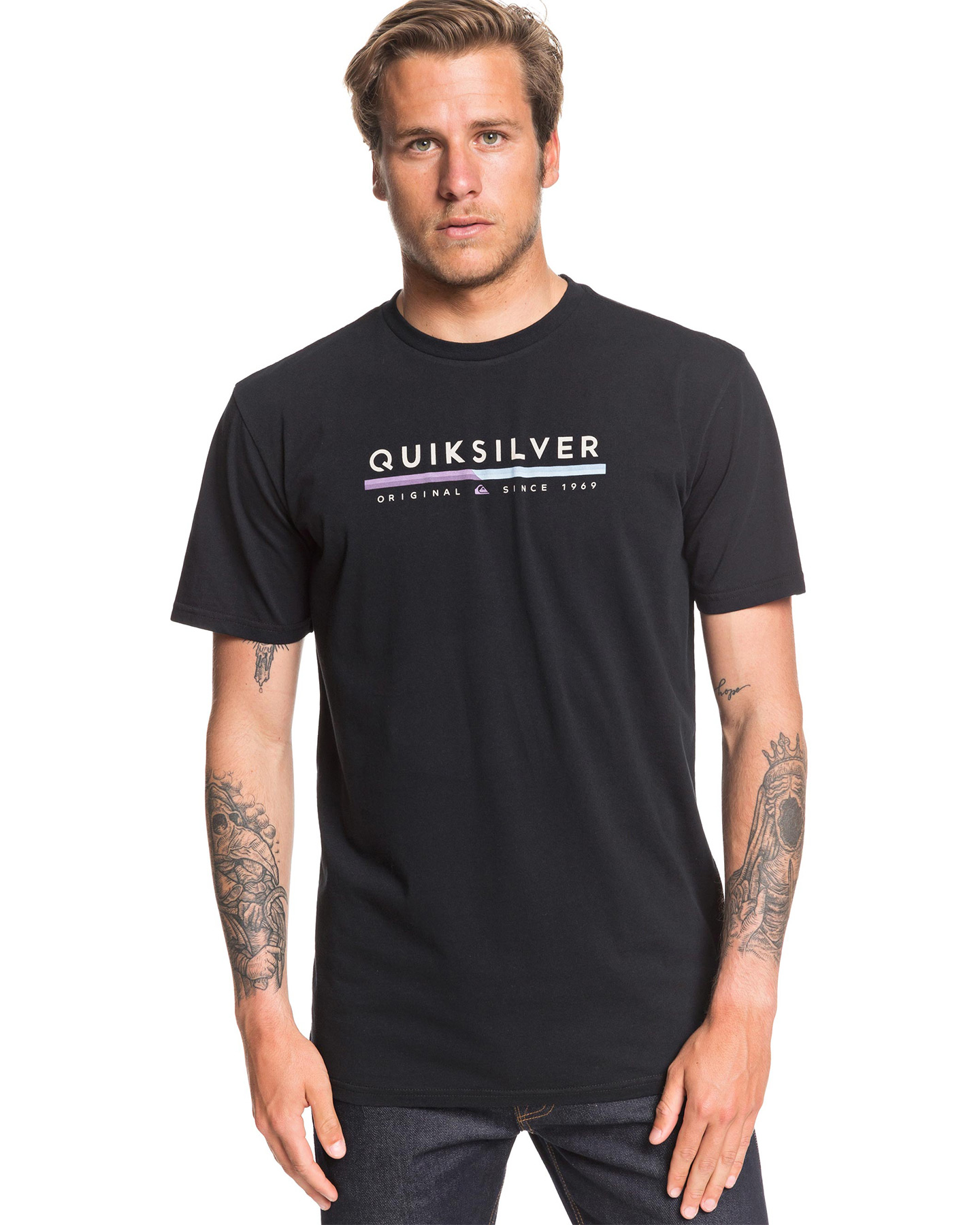 Quiksilver Mens Retro Lines T Shirt - Black | SurfStitch