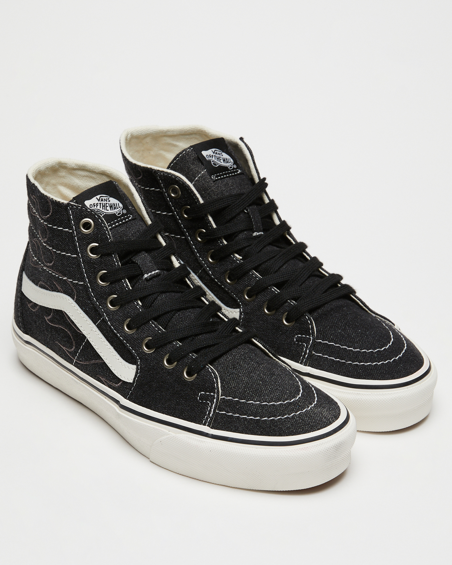 Vans Denim Embroidery Sk8-Hi Tapered Shoe - Black White | SurfStitch