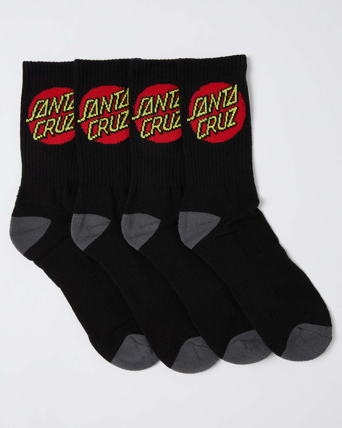 Santa Cruz Classic Dot Socks 4 Pack - Black | SurfStitch