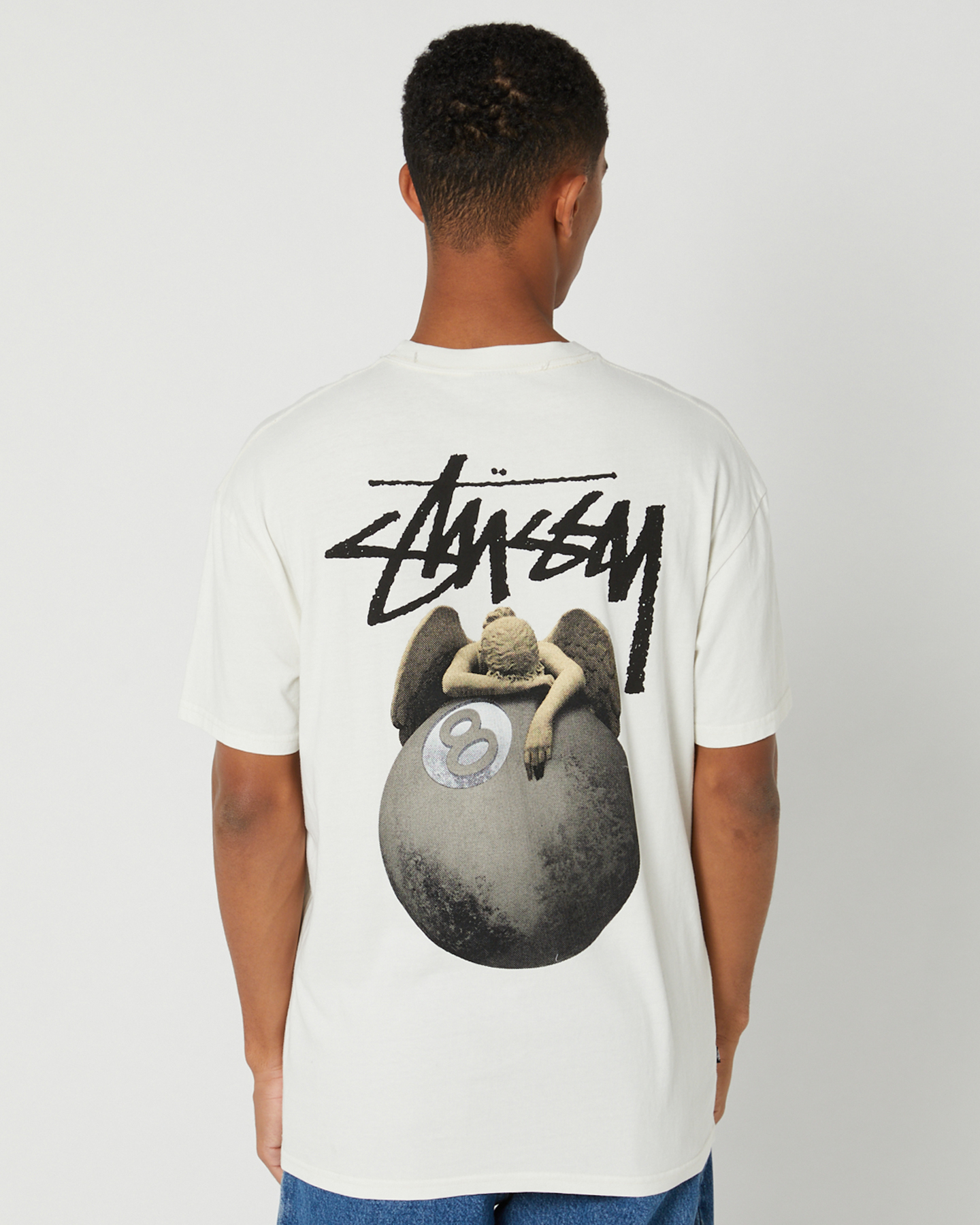 Stussy Angel 50-50 Ss Tee - Pigment Washed White | SurfStitch
