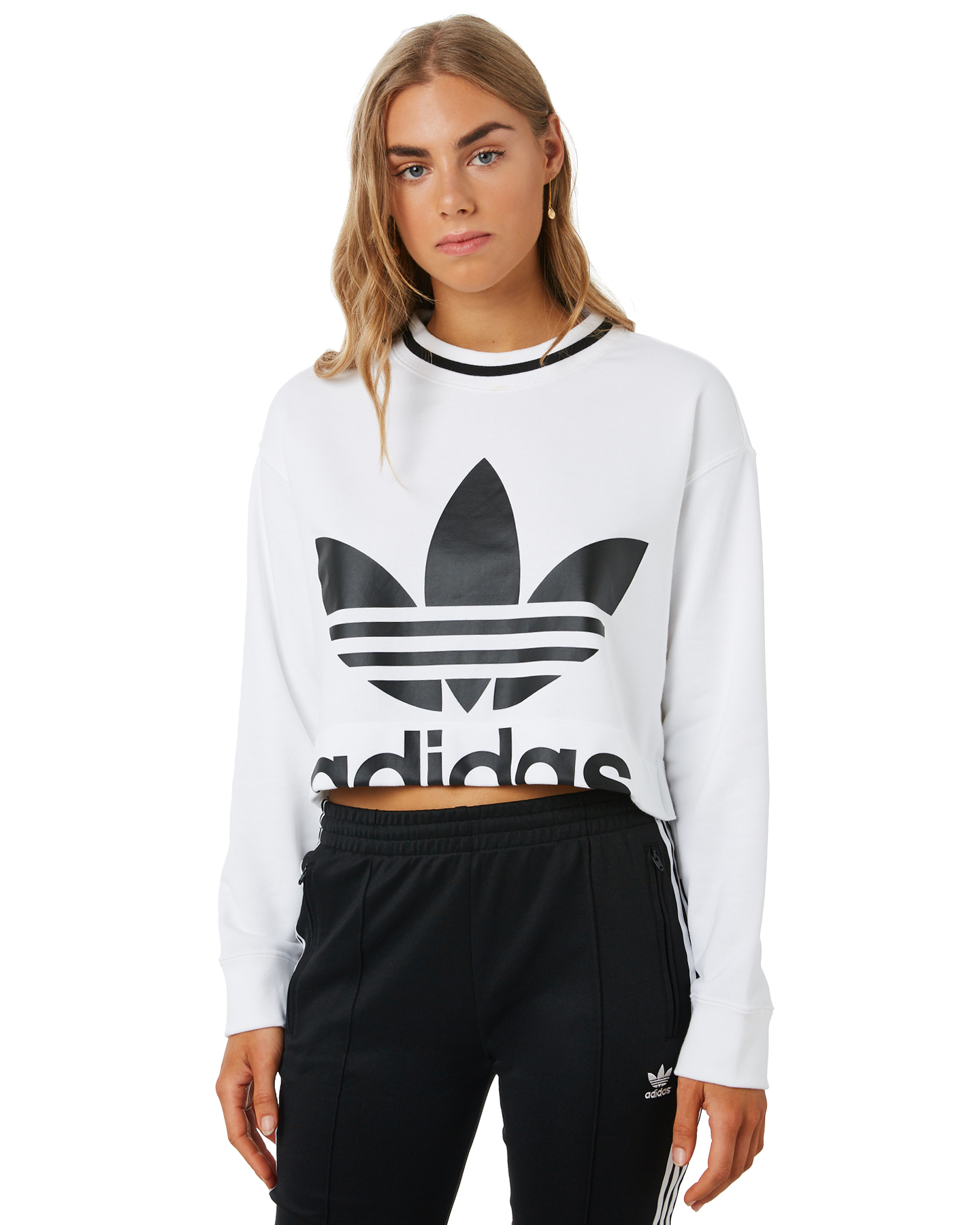 Adidas Cropped Sweater - White | SurfStitch