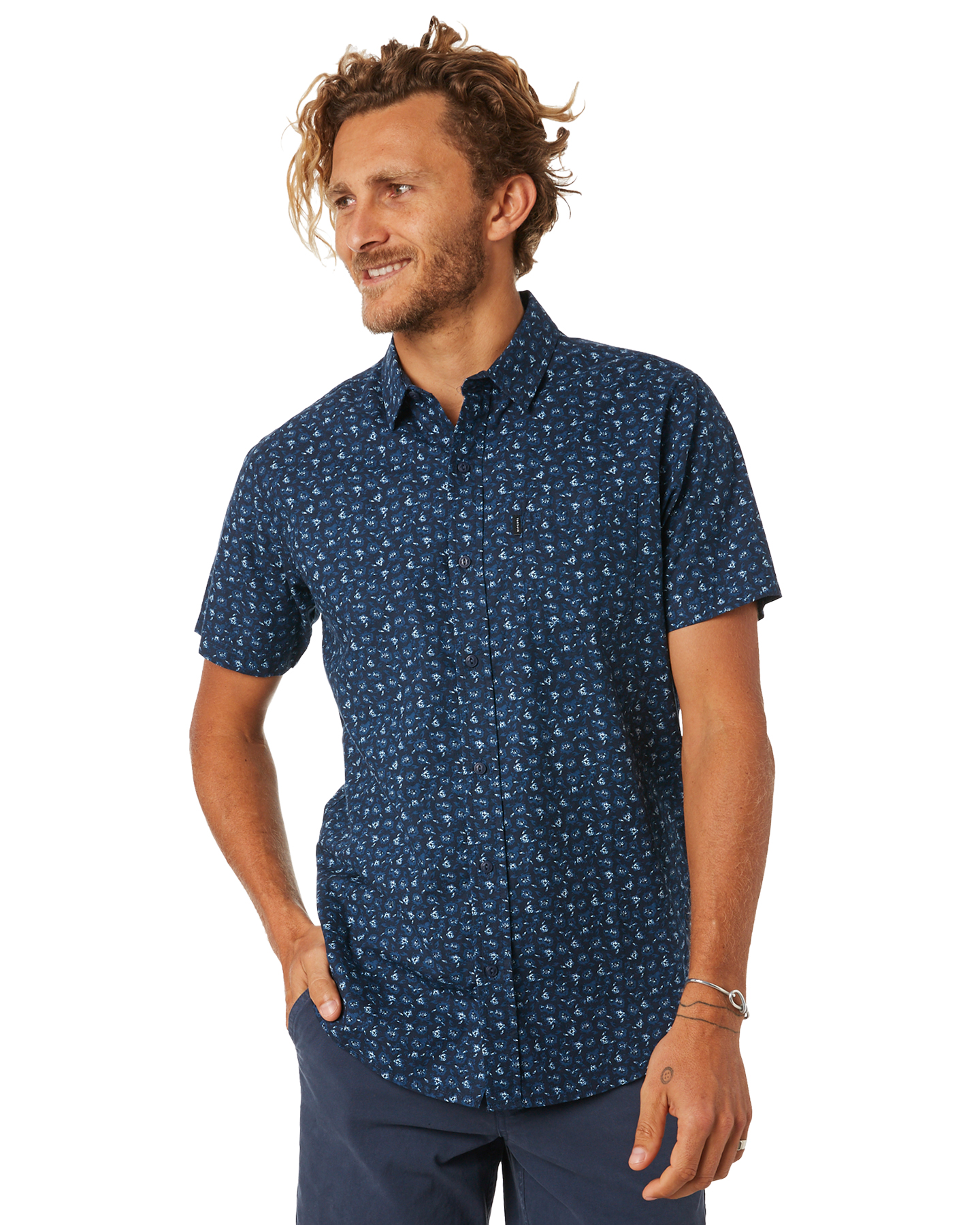  Rip Curl  Riff Mens Ss Shirt Navy SurfStitch