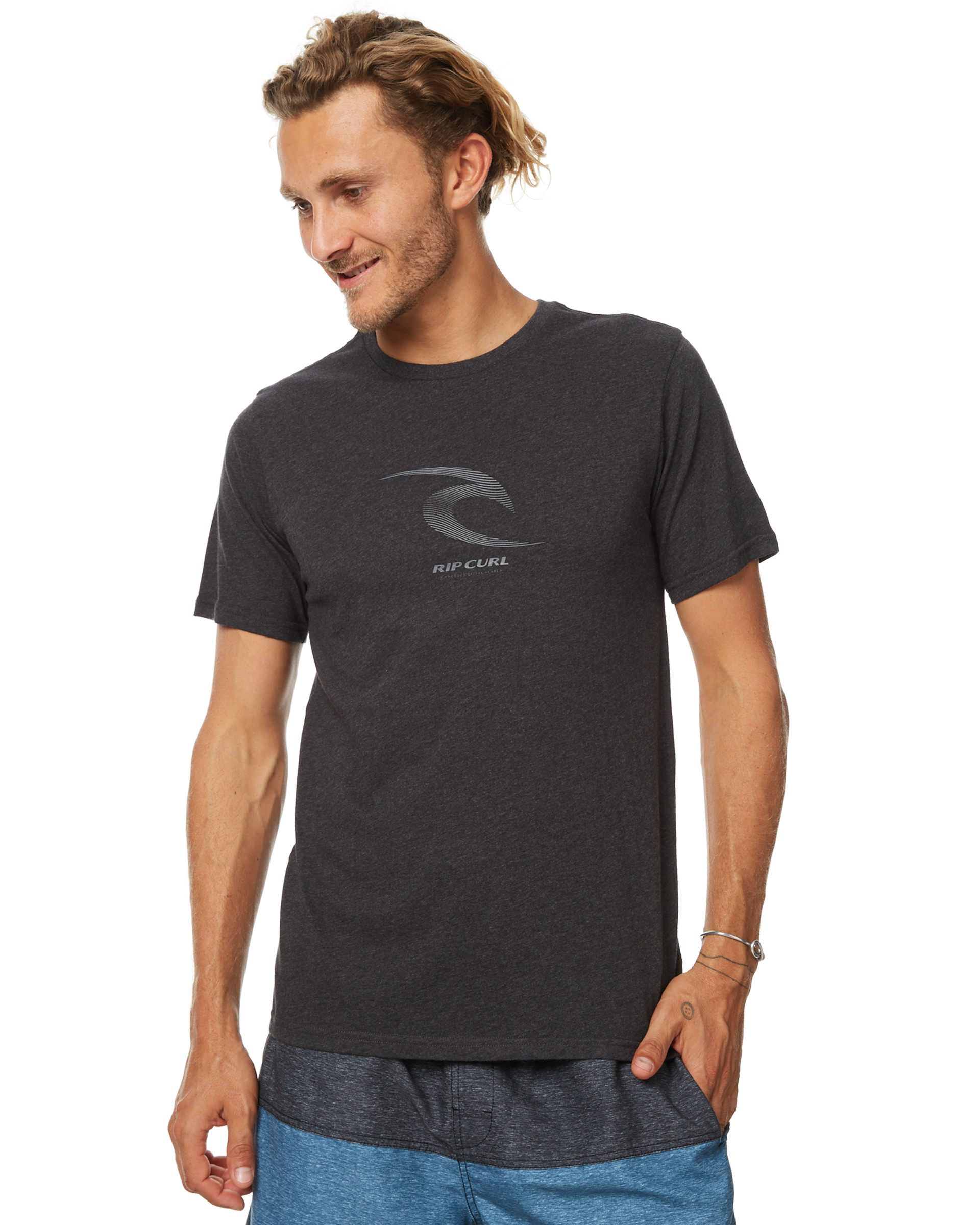Rip Curl Icon Corp Marle Mens Tee - Black Marle | SurfStitch