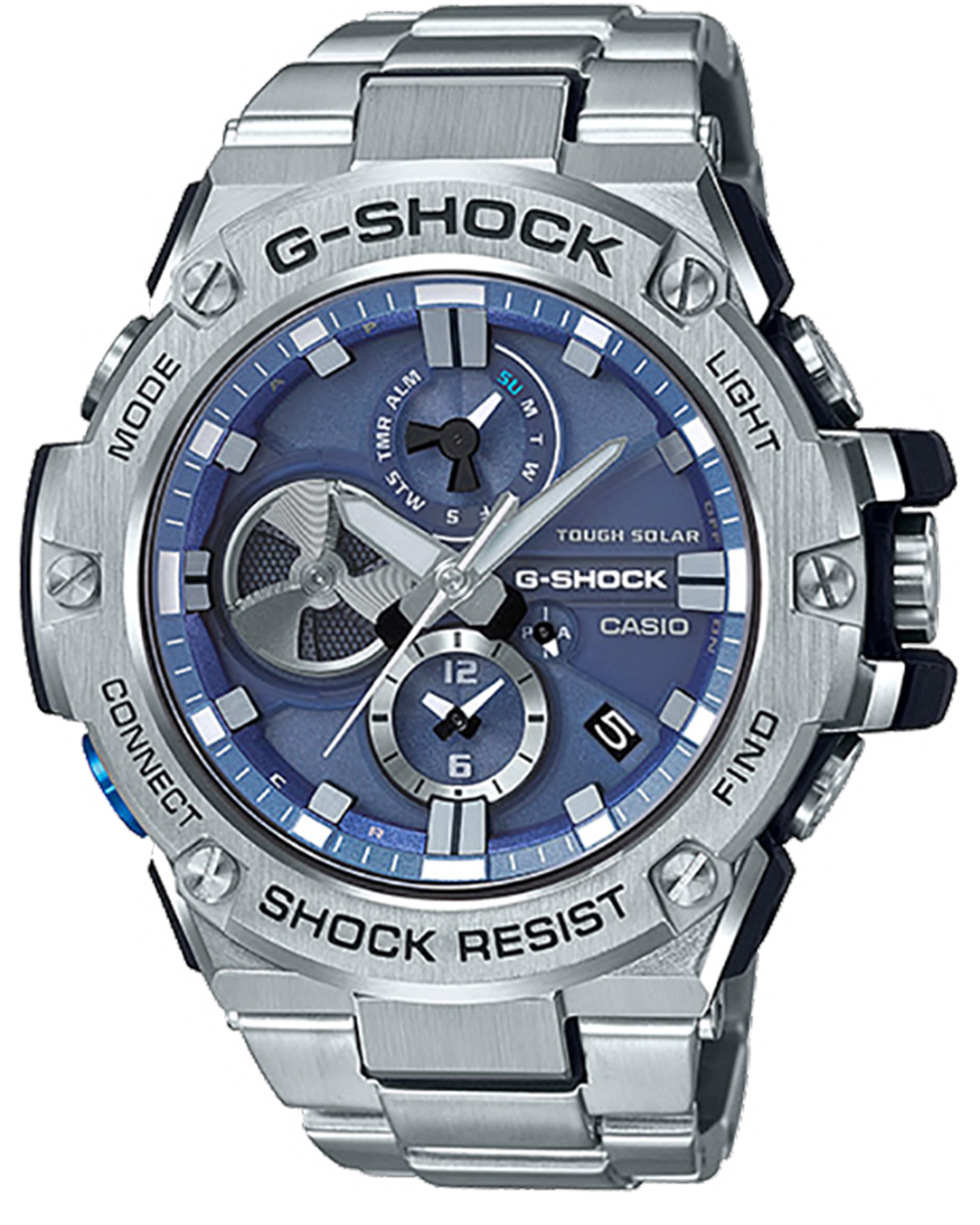 G Shock Gstb100D-2A Bluetooth G-Steel Watch - Stainless Steel Blue ...