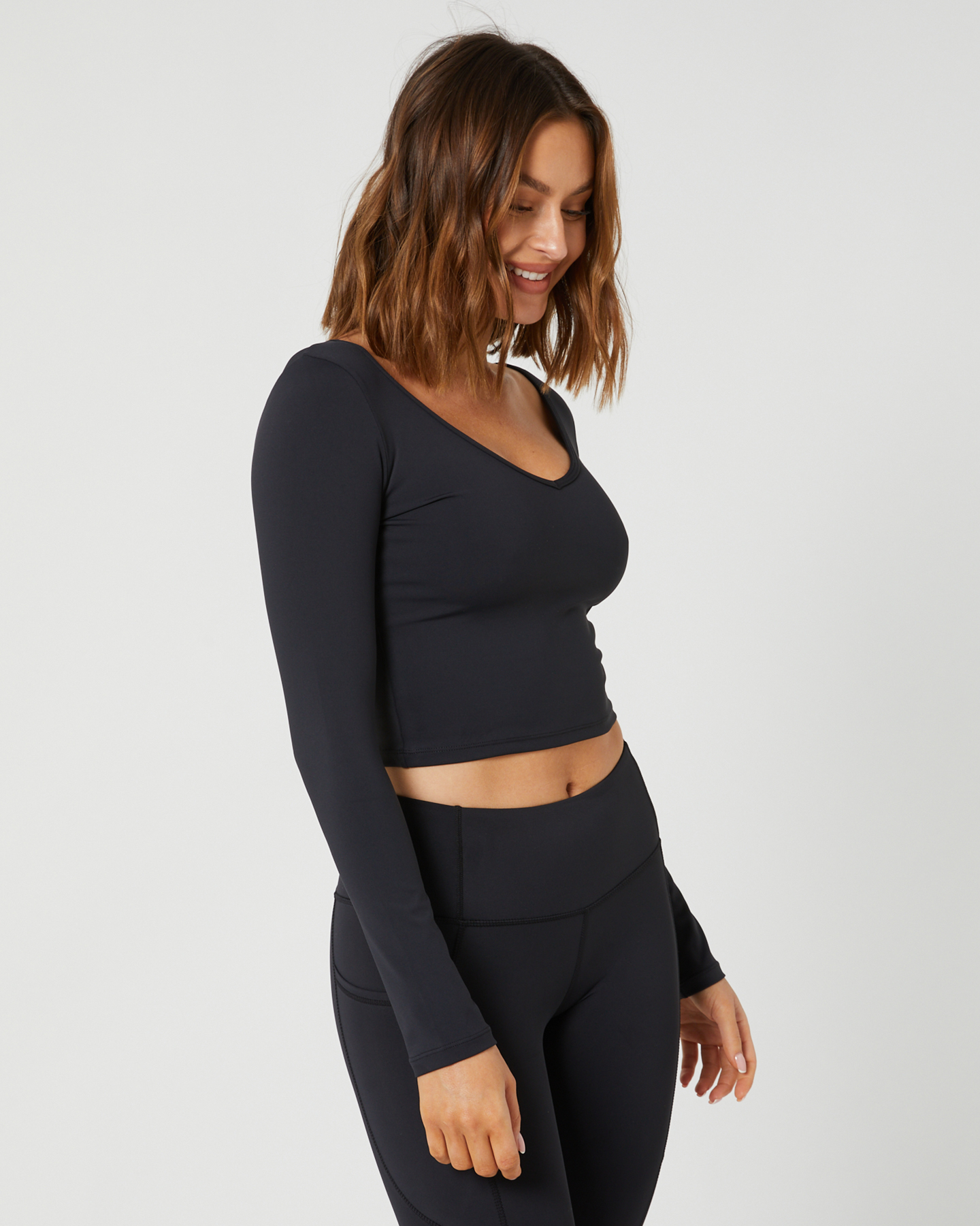 Swell Core Ls V Neck Top - Black | SurfStitch