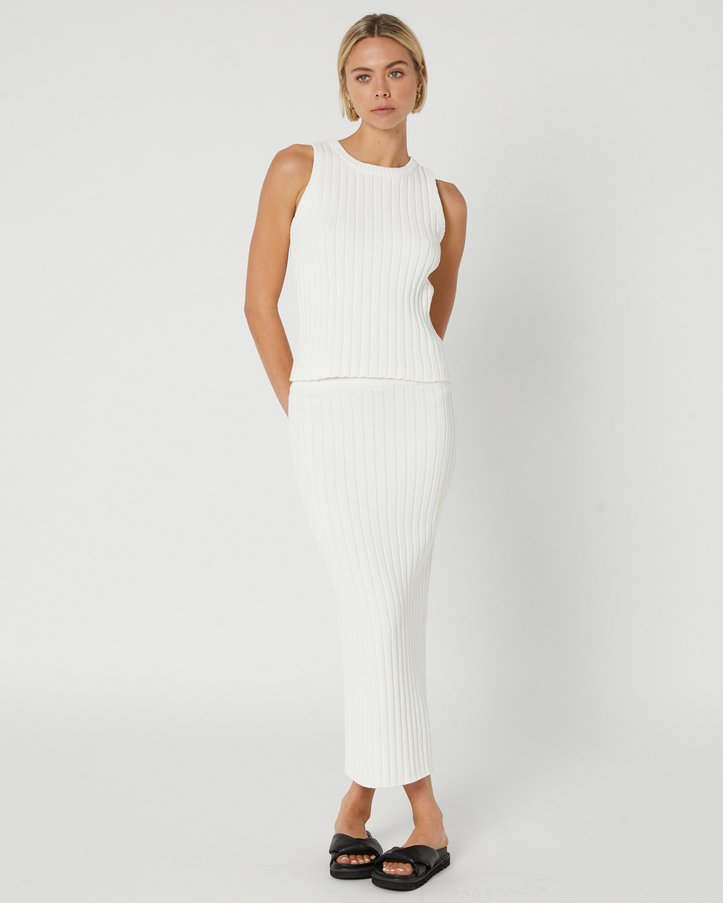 The Hidden Way Celeste Knit Midi Skirt - Winter White | SurfStitch