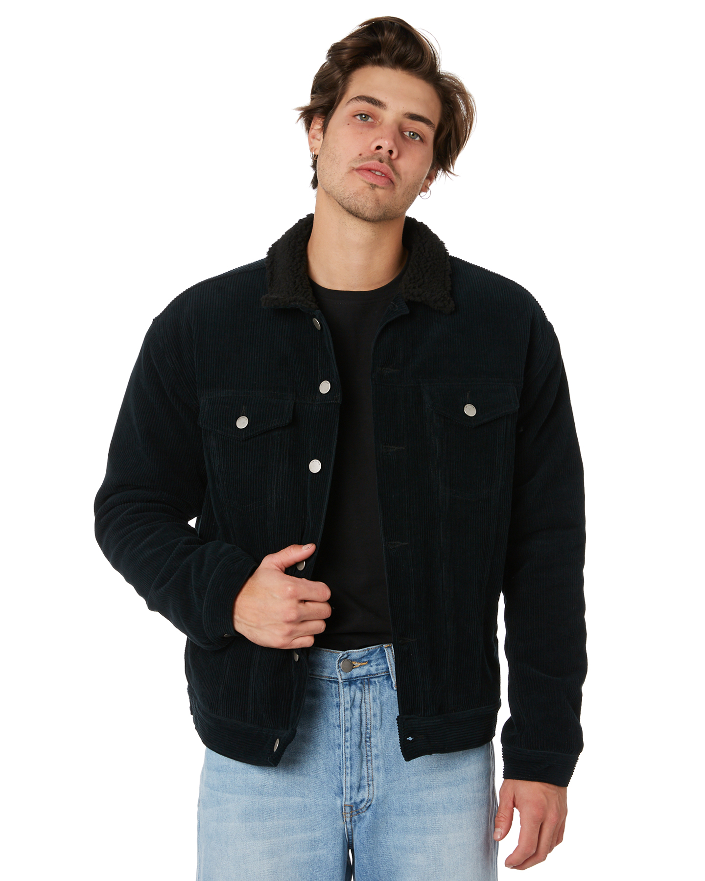 black sherpa trucker jacket mens