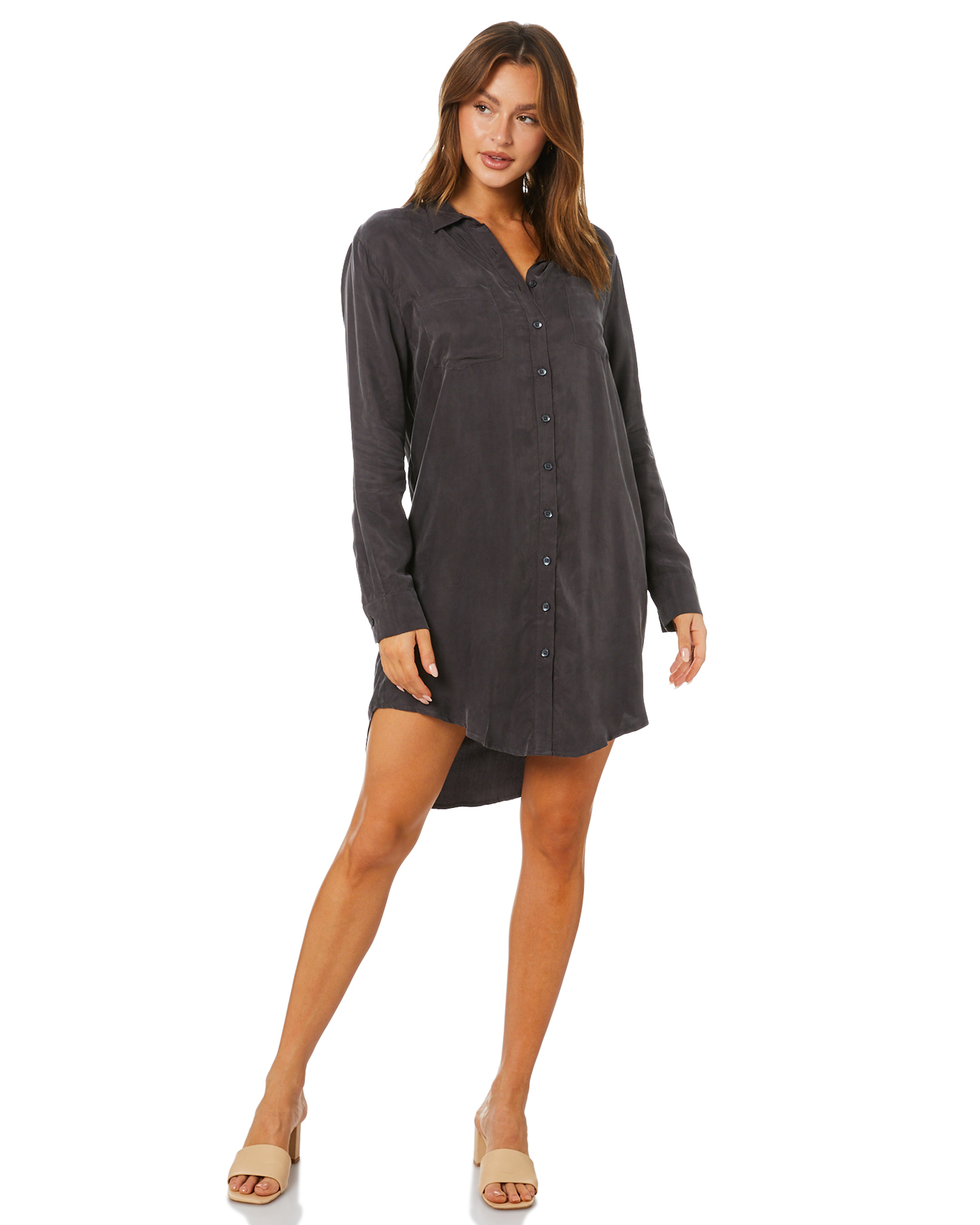 Nude Lucy Reese Cupro Shirt Dress - Coal | SurfStitch