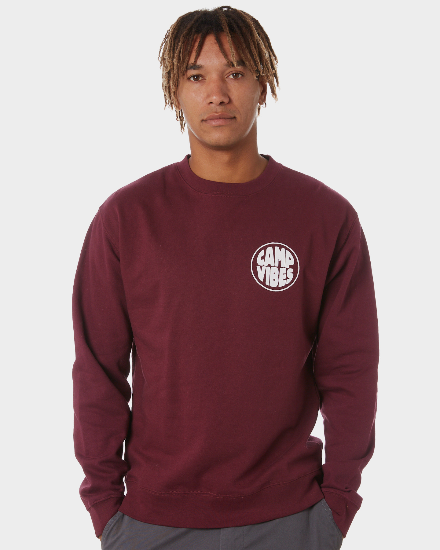 Poler Camp Vibes Crew - Maroon | SurfStitch