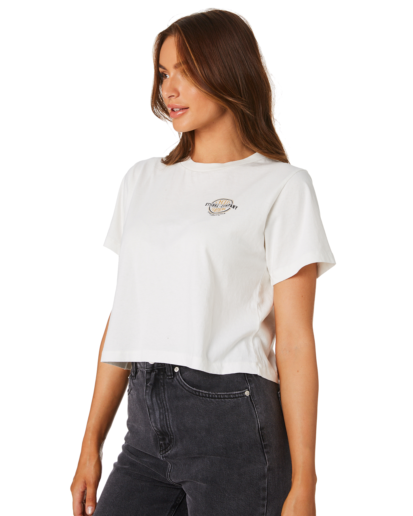 Thrills Cycles And Clothing Merch Crop Tee - Dirty White | SurfStitch