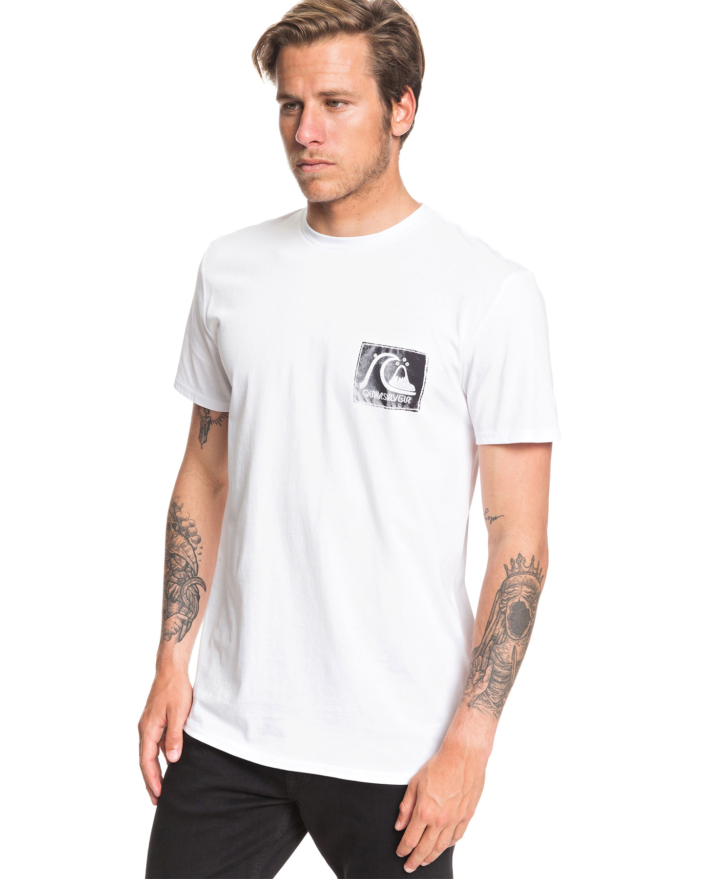 Quiksilver Mens Quik Heritage Short Sleeve T Shirt - White | SurfStitch