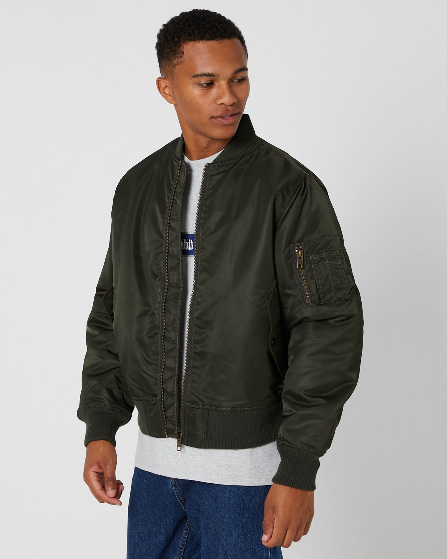 Thrills Thrills Union Bomber Jacket - Oil Green | SurfStitch