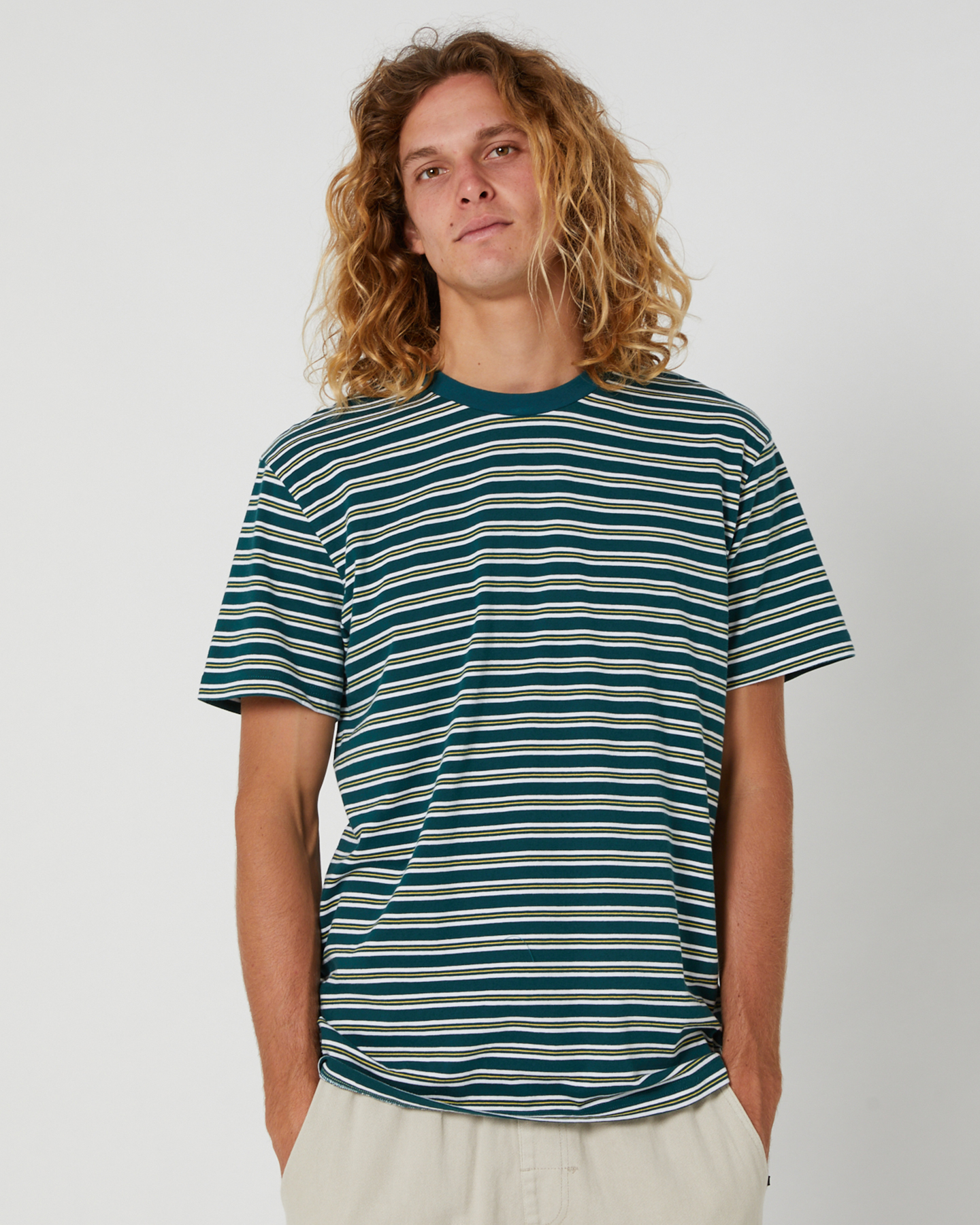 Globe Stray Striped Ss Tee Night Green SurfStitch