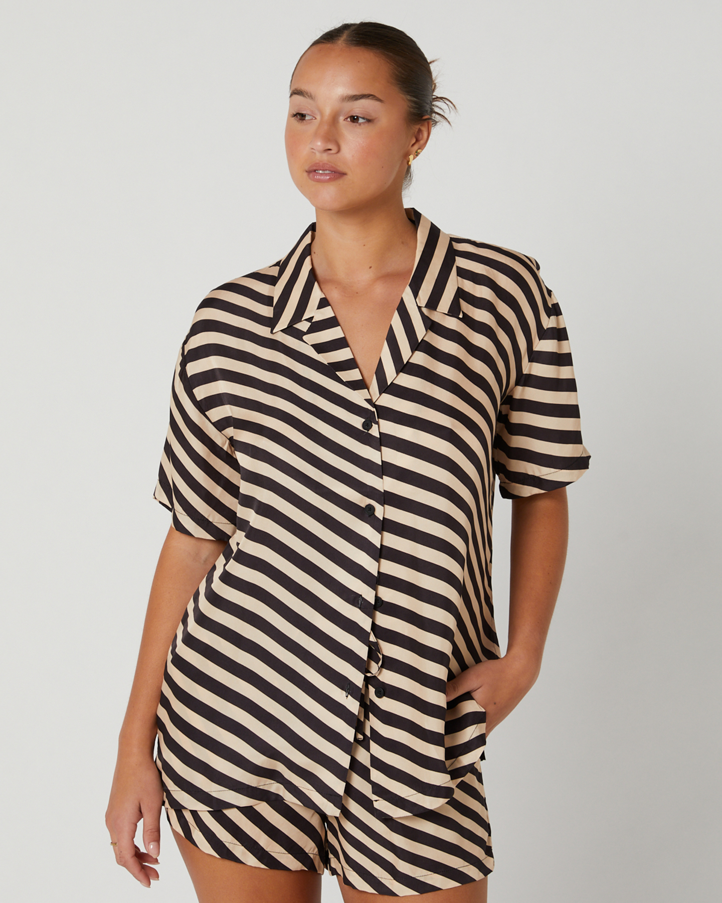 The Hidden Way Ophelia Oversized Shirt Print Stripe - Stripe | SurfStitch