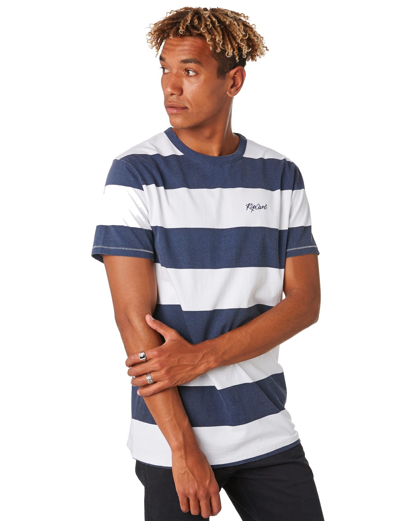 Rip Curl Bold Beach Stripe Mens Tee - White | SurfStitch