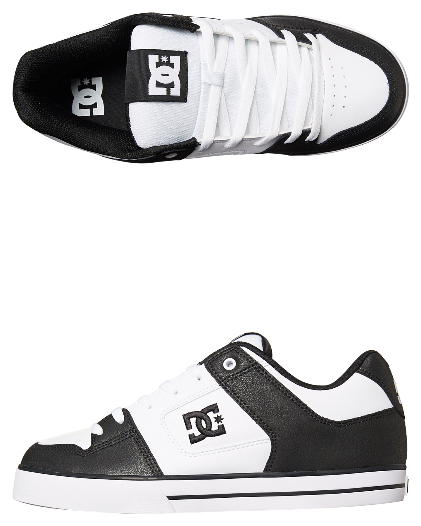 white and black dc shoes