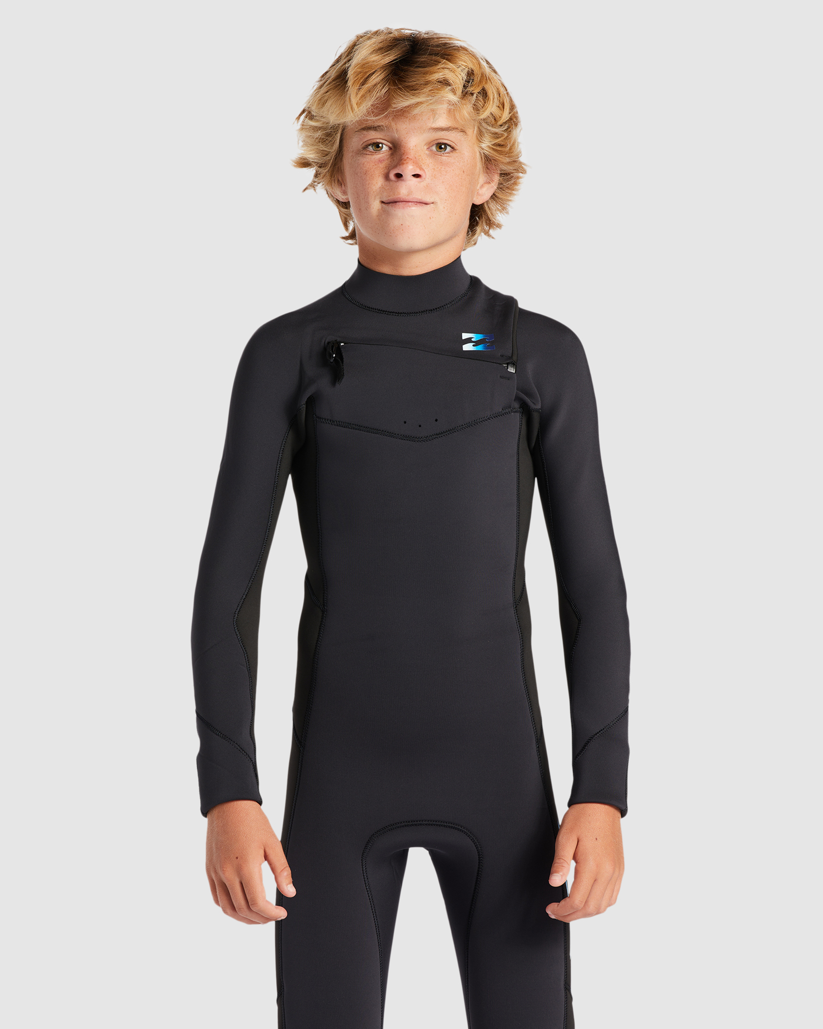 「高評価！」注目のレビュ Zip Chest Absolute 4/3 Boy's Billabong Full Blue - Wetsuit サーフィン・ボディボード