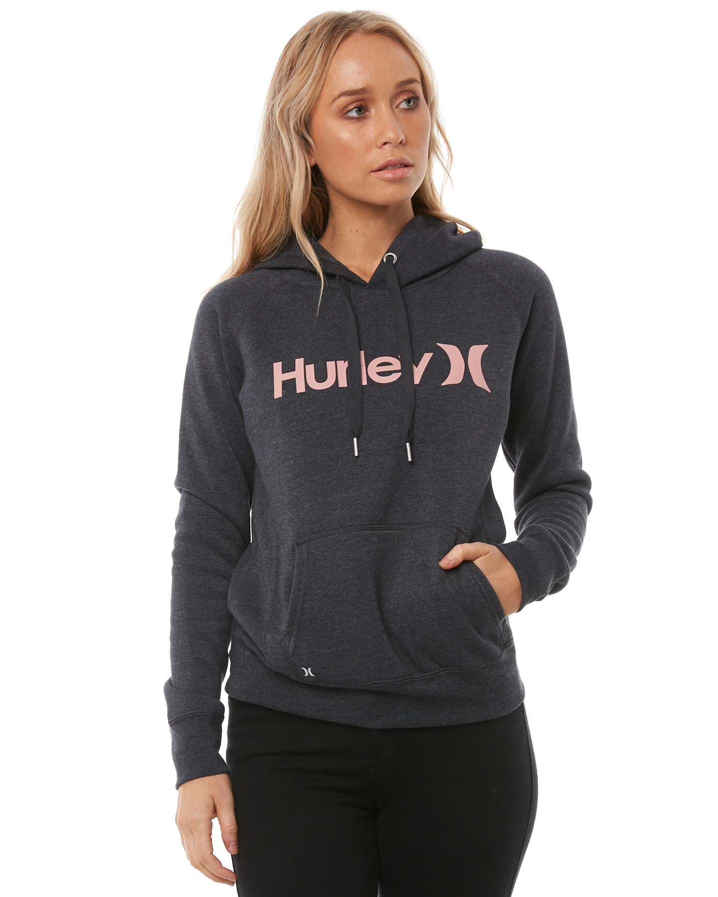 Hurley Womens One & Only Pop Fleece - Dark Grey Rust Pink | SurfStitch