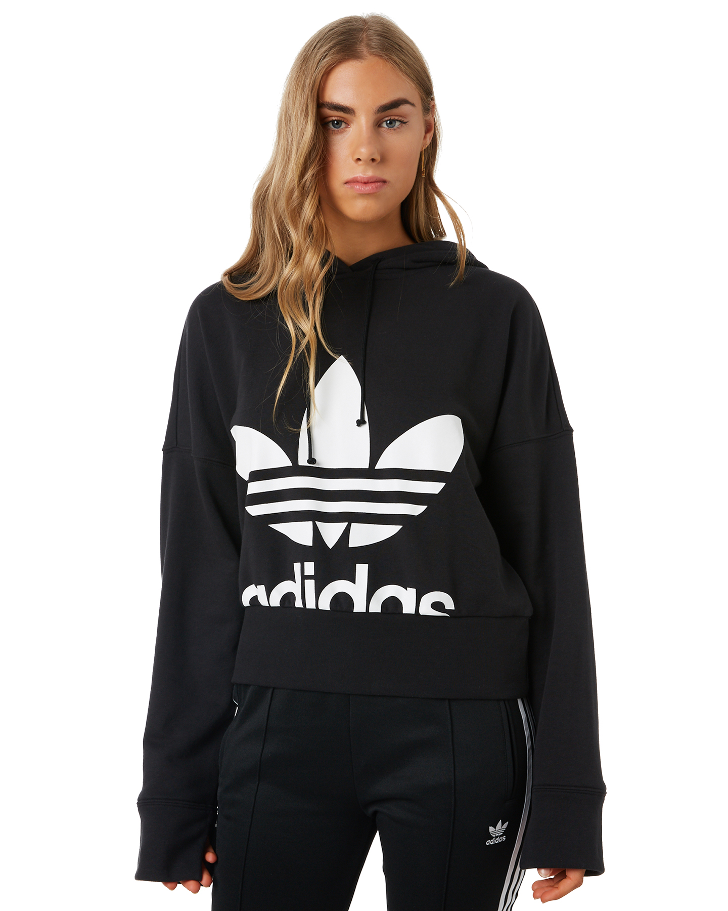 Adidas Cropped Hoodie - Black | SurfStitch