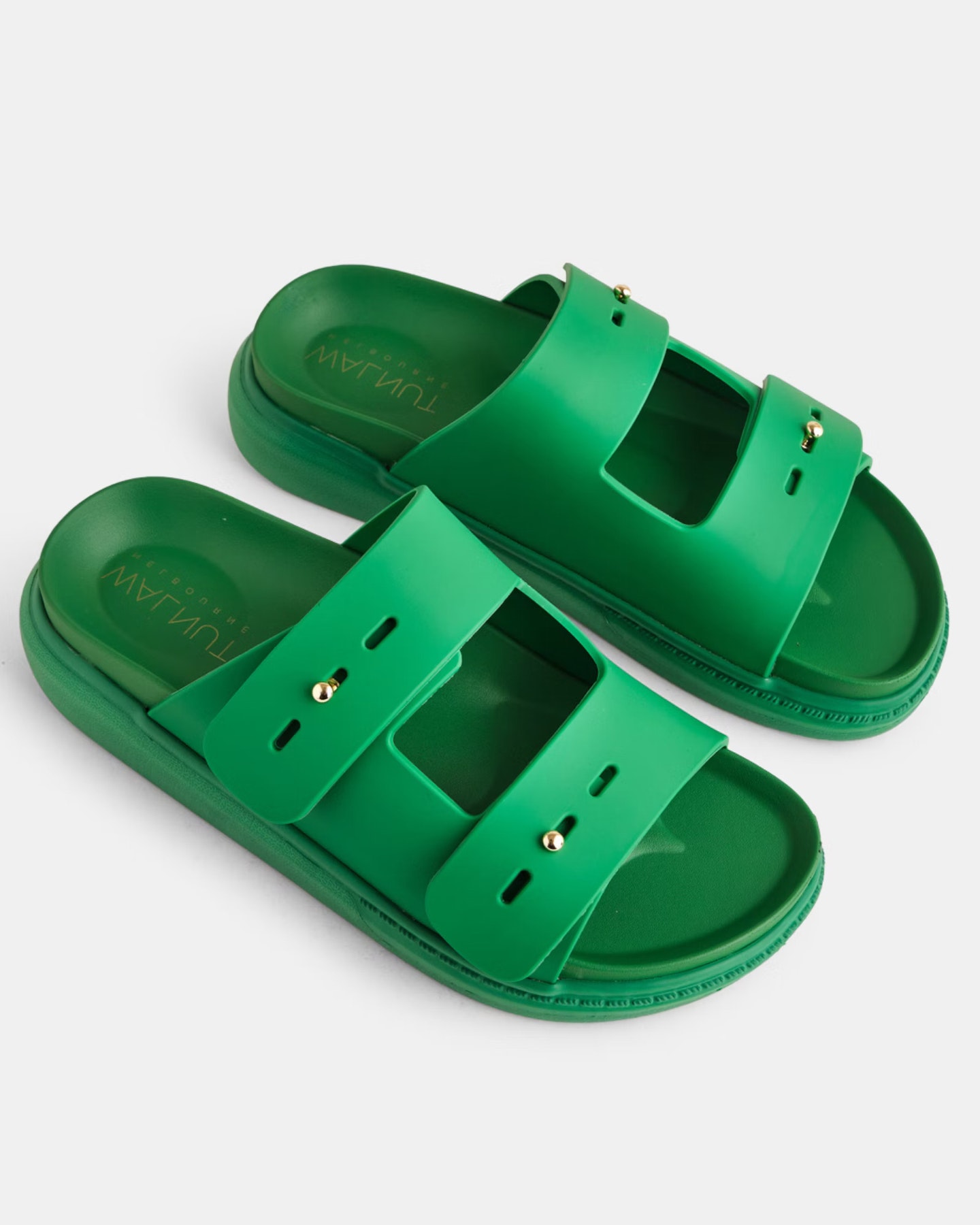 Green sales slide sandals