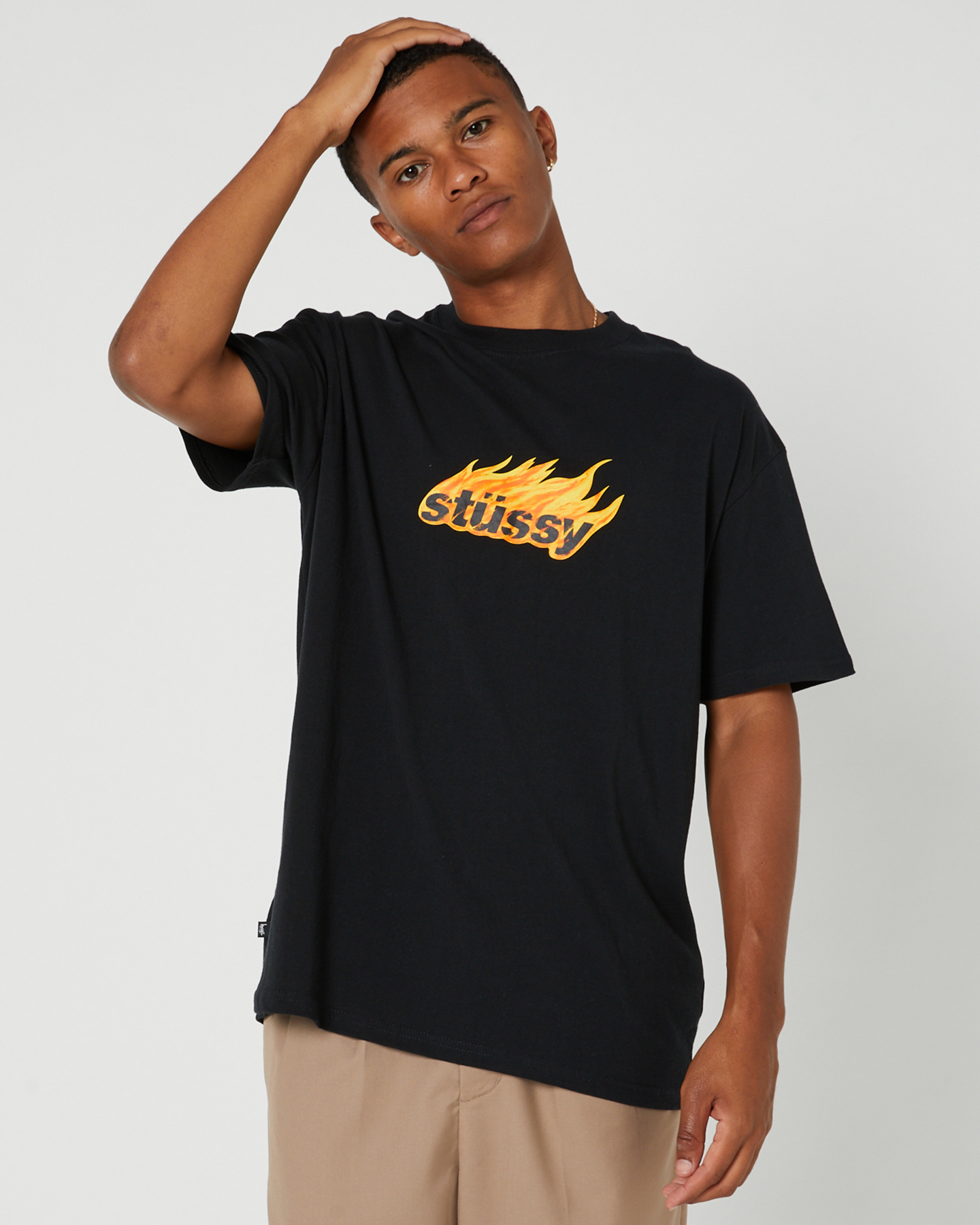 Stussy Flames Ss Tee - Black | SurfStitch
