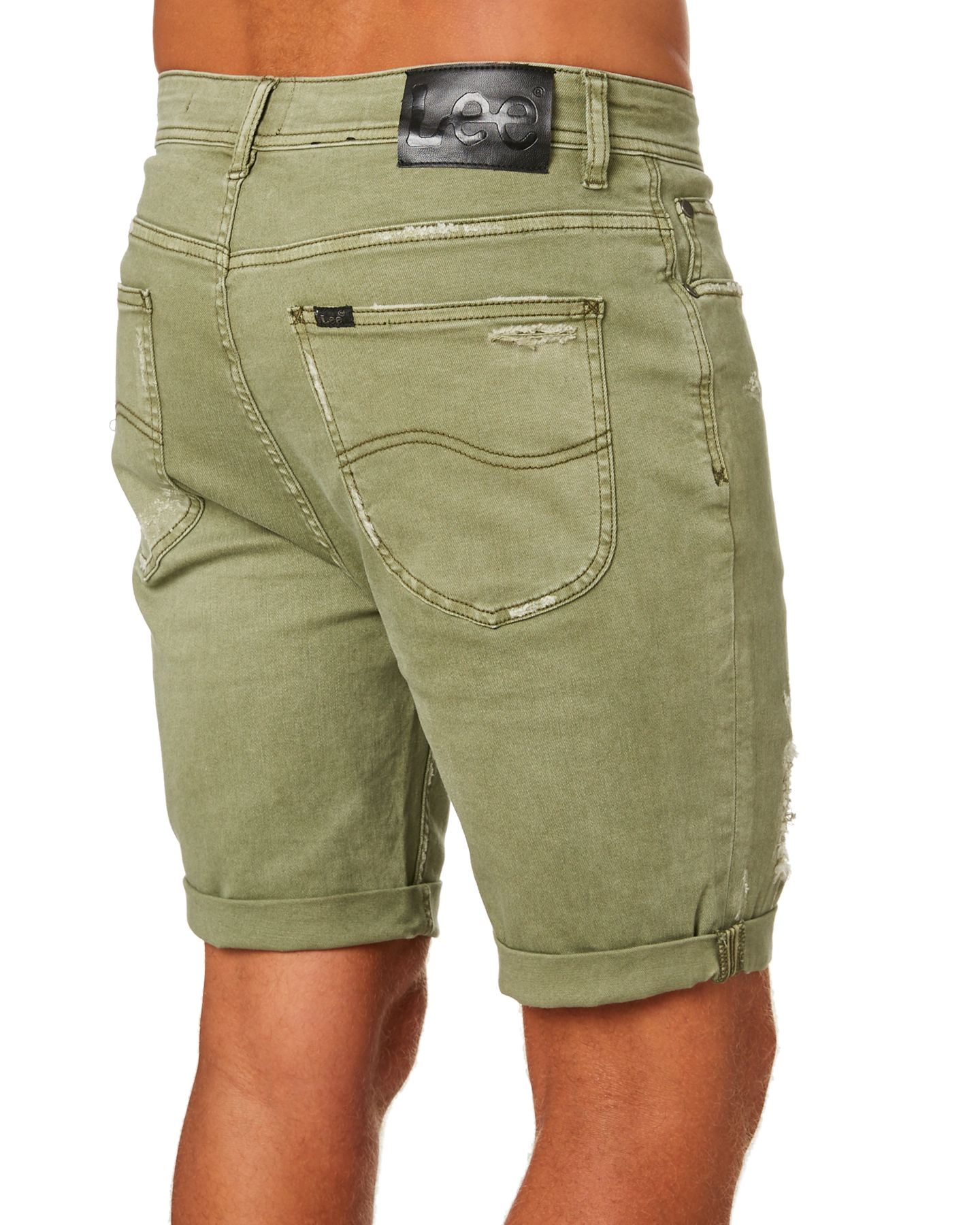 olive green fleece shorts