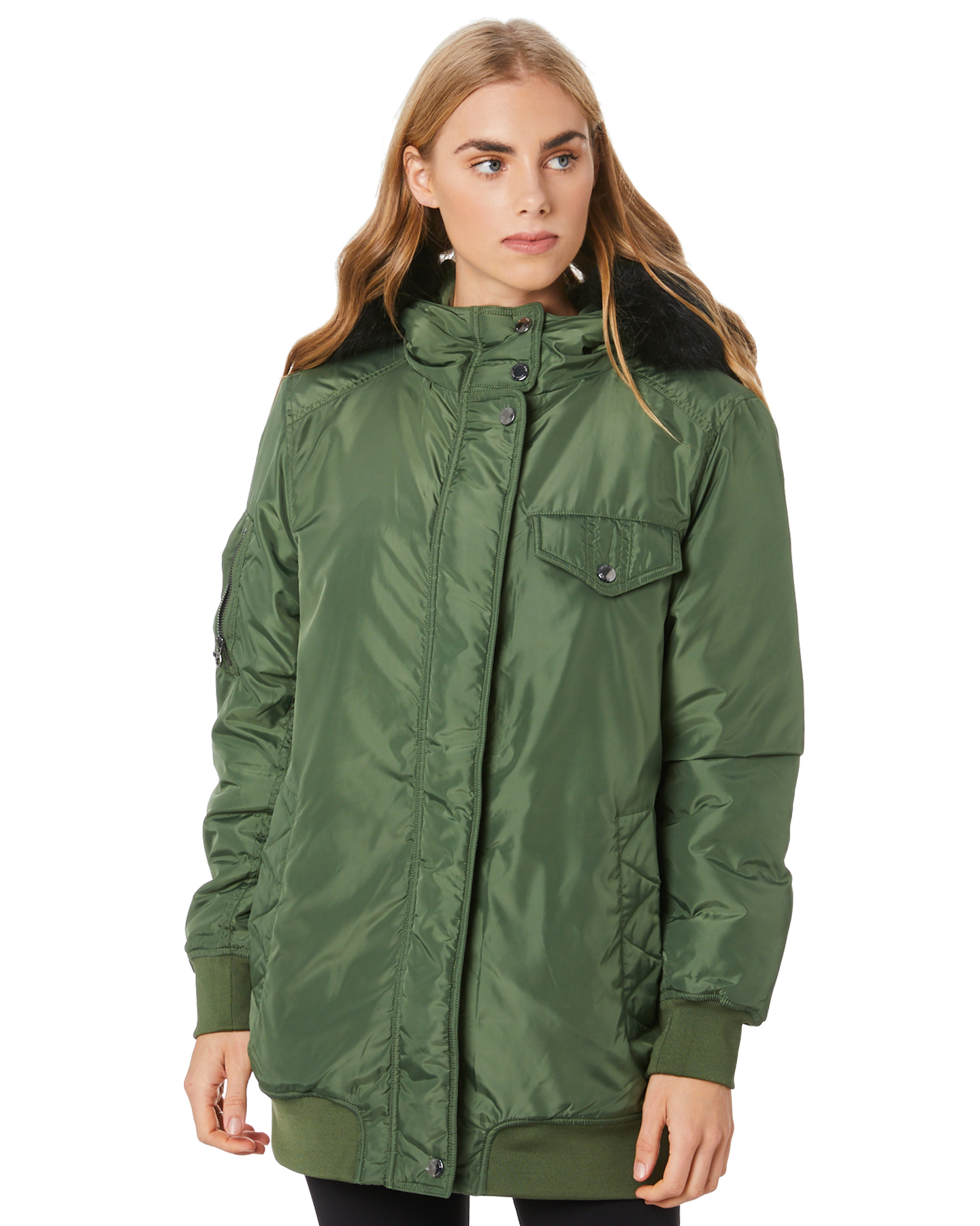 Lorna Jane Tech Puffa Coat - Army Green | SurfStitch