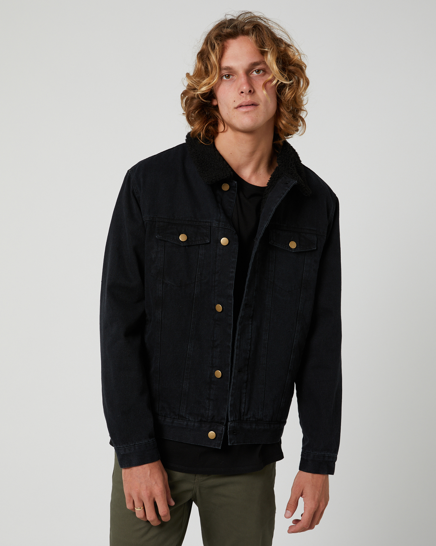 Swell Geordie Denim Sherpa Jacket - Black | SurfStitch