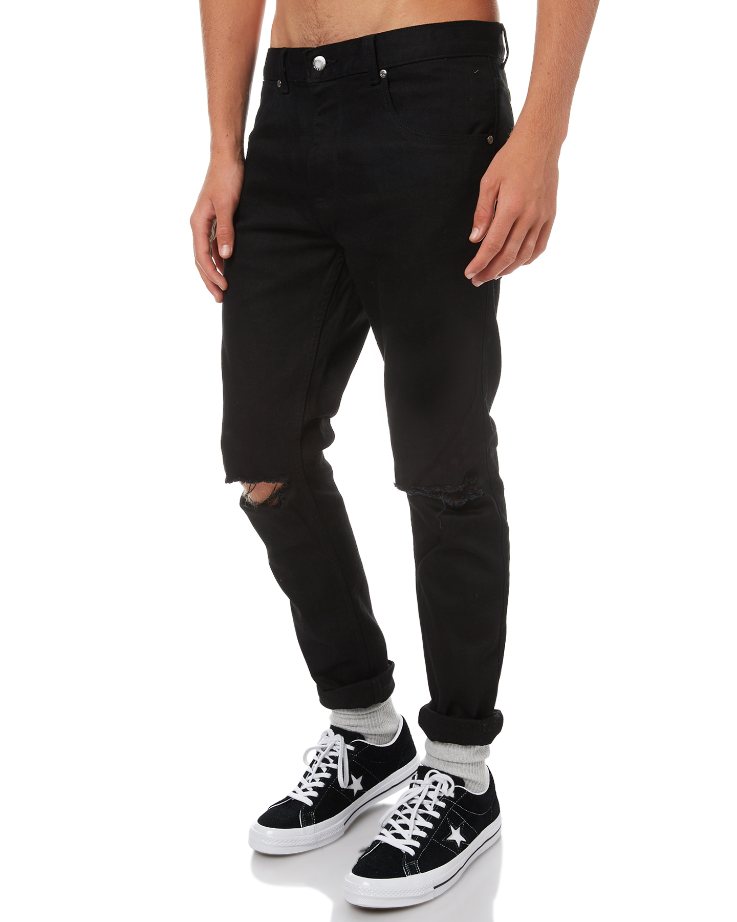 black ripped pants mens