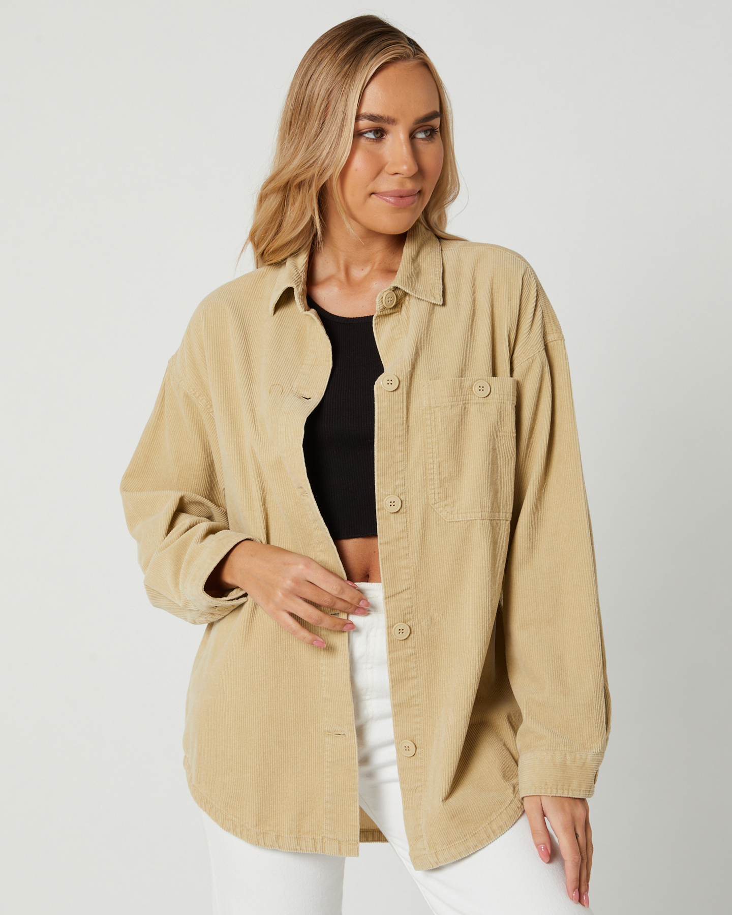 Swell Maxi Cord Shacket - Oat | SurfStitch