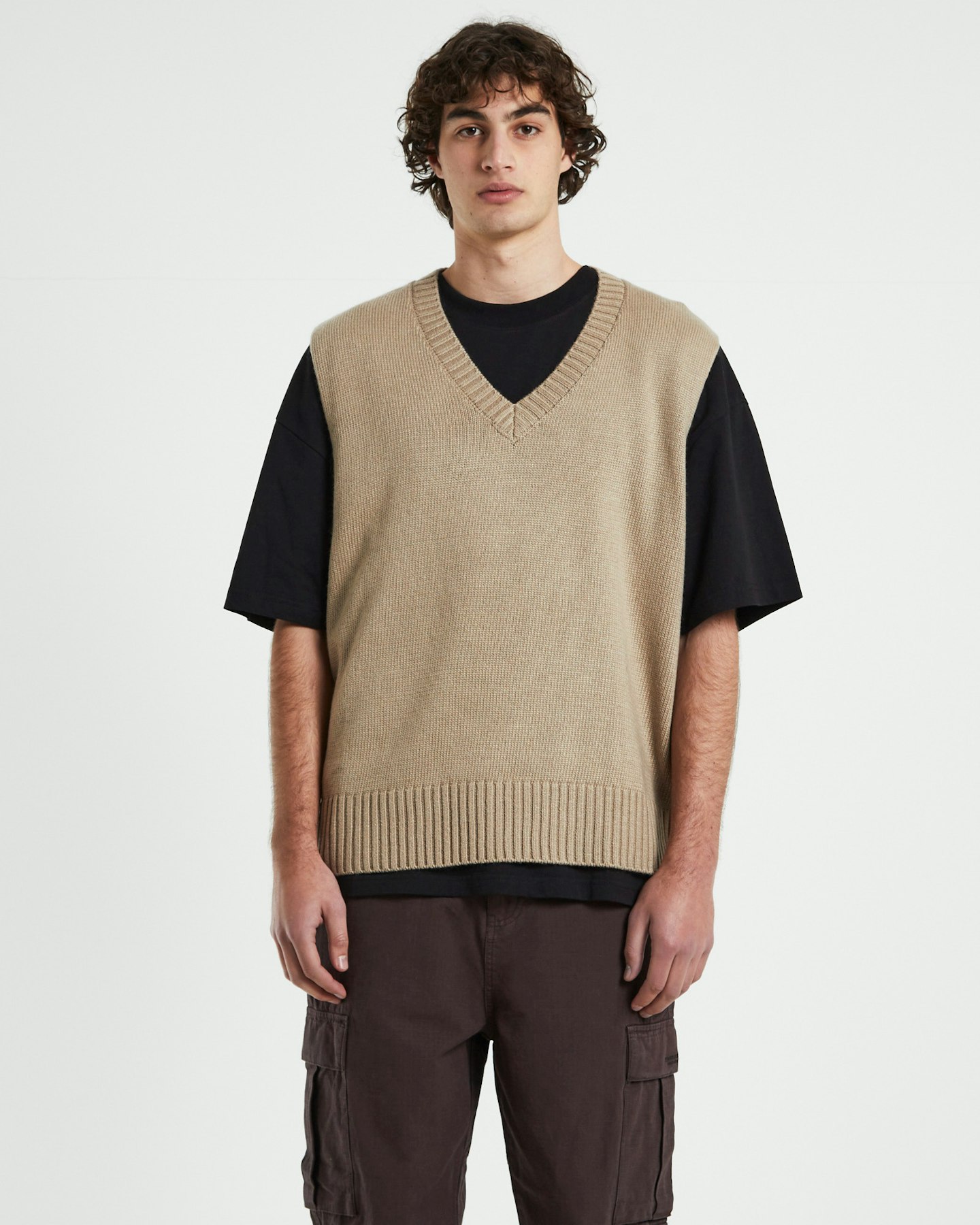 Arvust Sunday Box Knit Vest - Tan