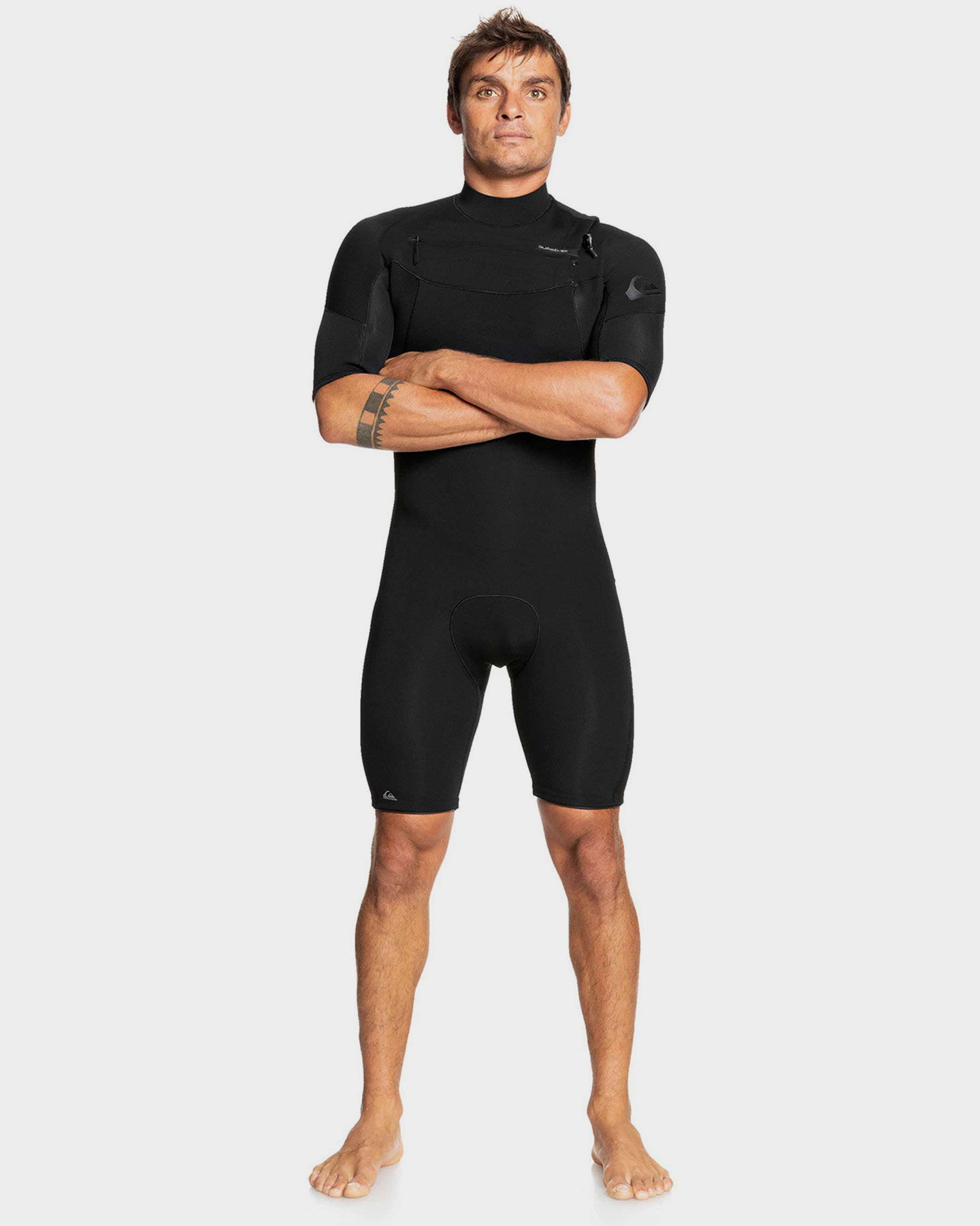 Quiksilver Mens 2/2Mm Ss Sessions Chest Zip Spring Wetsuit - Black 