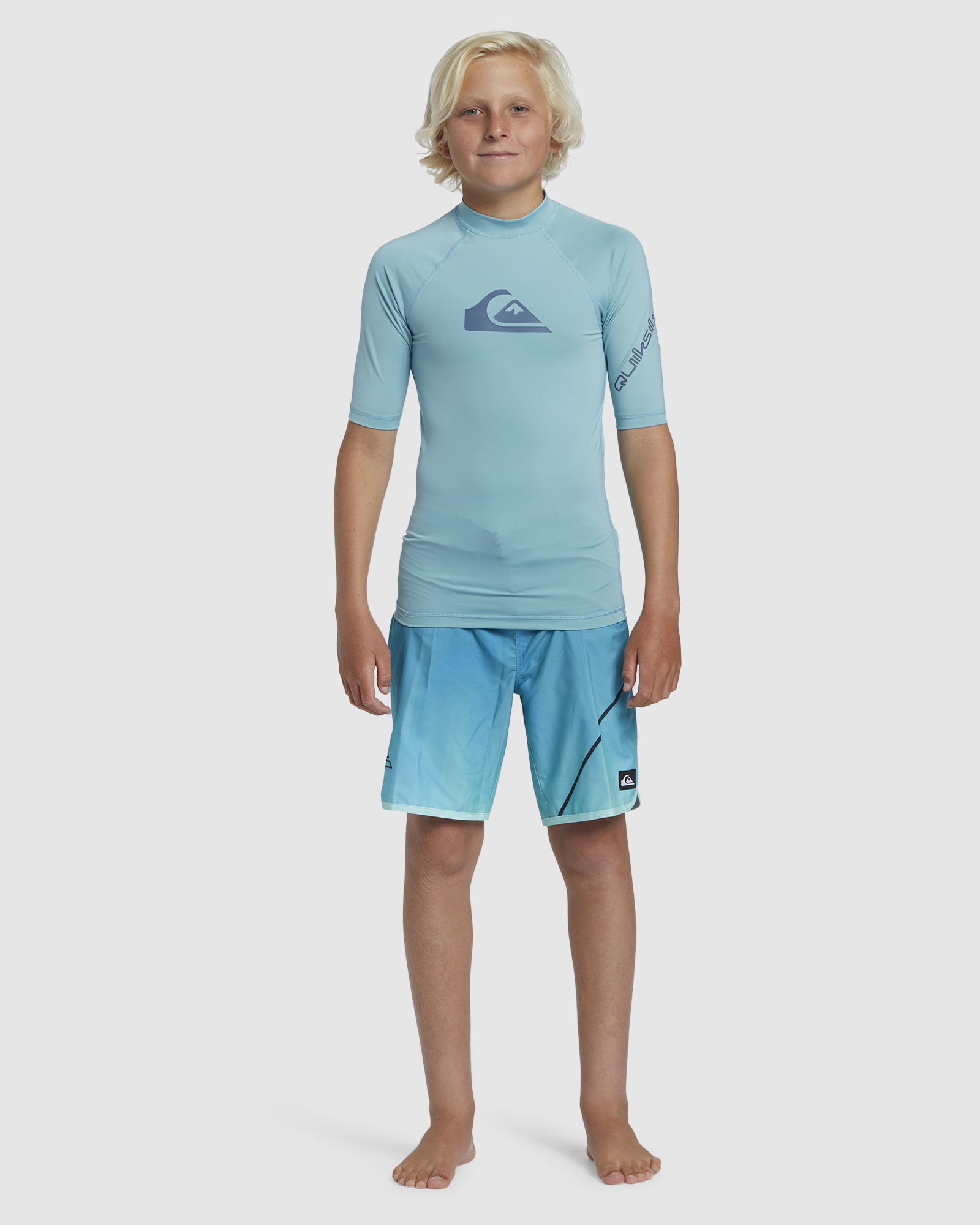 Quiksilver Boys 8-16 All Time Ss Rash Vest - Reef Waters | SurfStitch