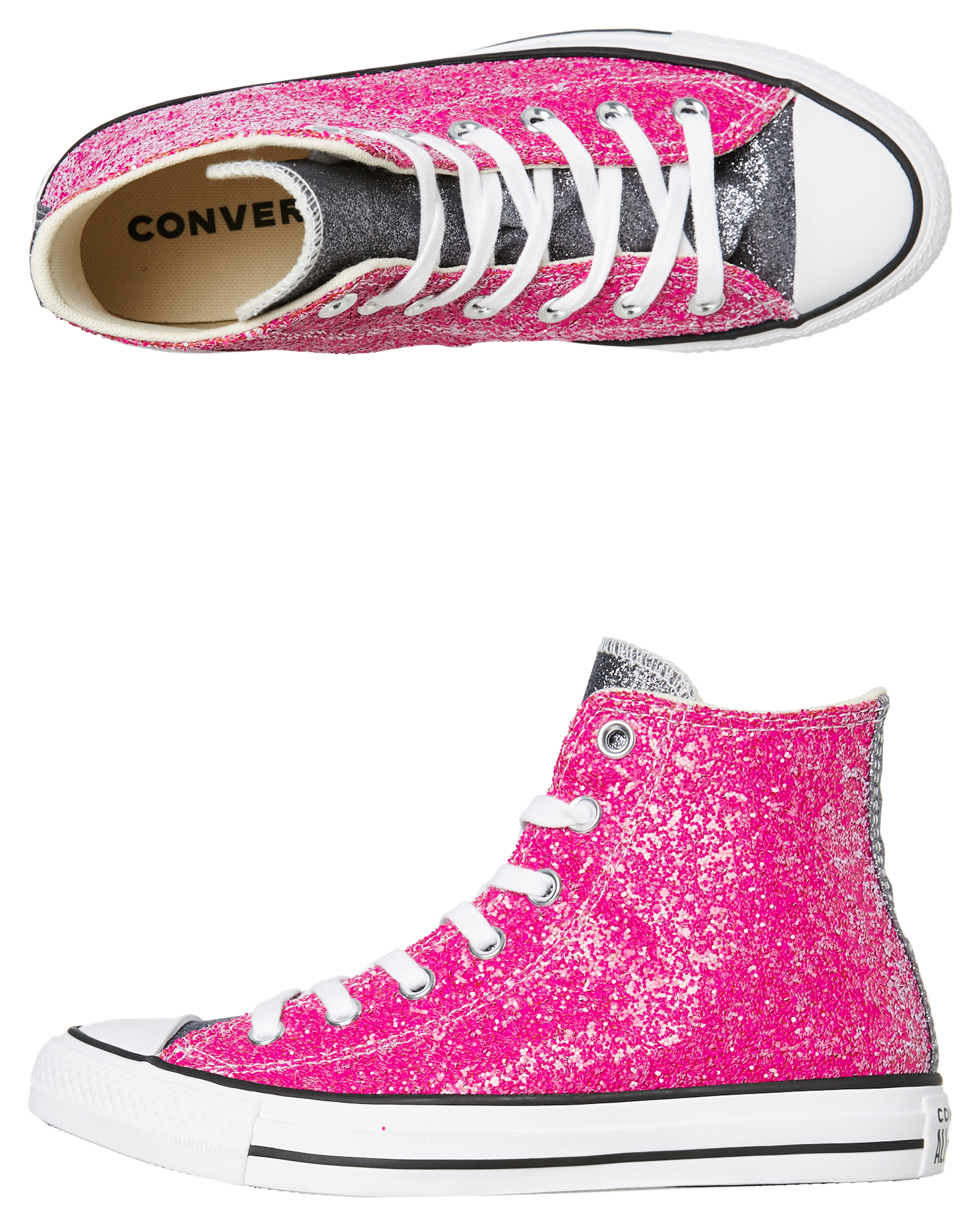 Converse Womens Chuck Taylor All Star Glitter Hi Shoe Pink Surfstitch