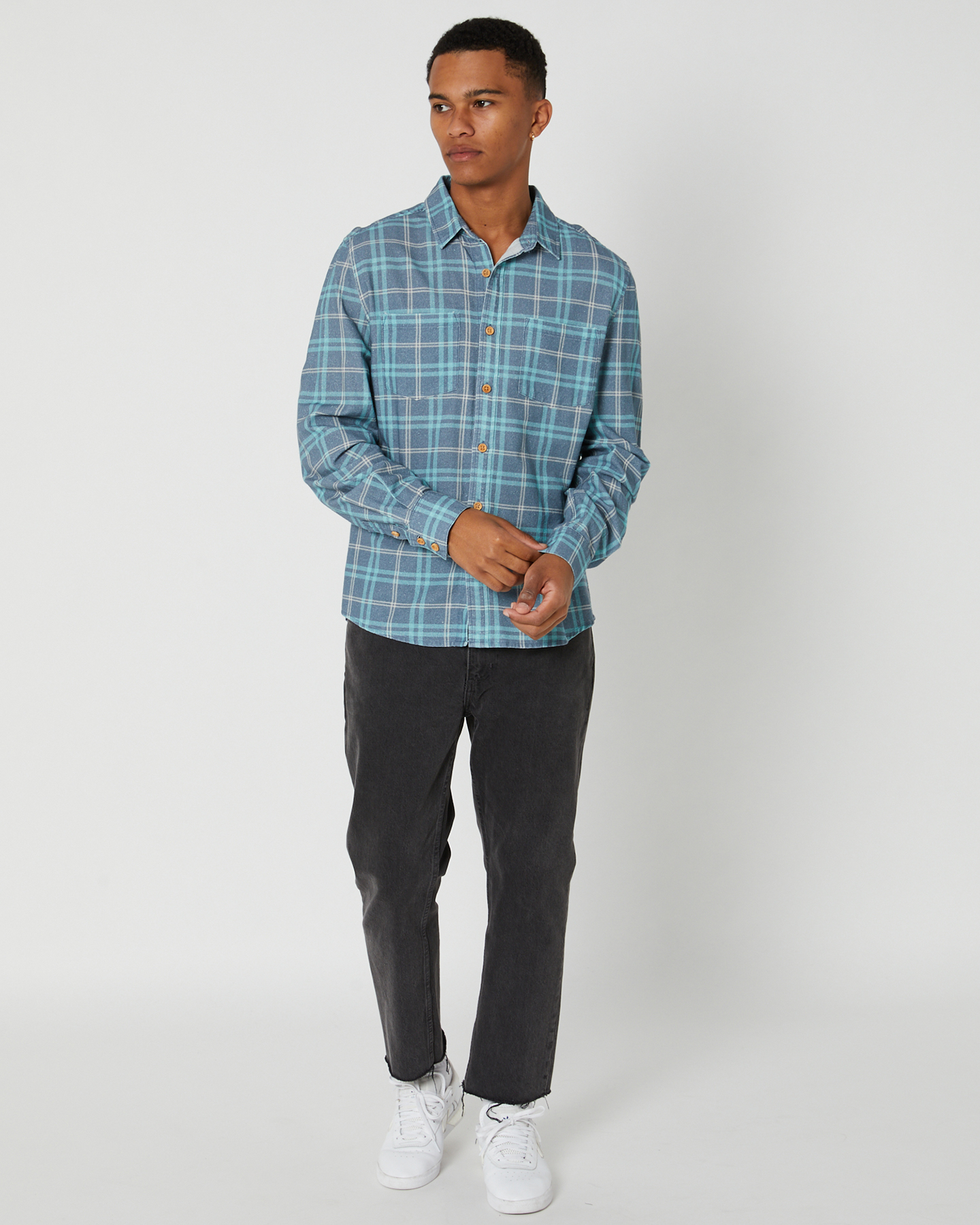 Nena And Pasadena Charge Casual Ls Shirt - Nile Check | SurfStitch
