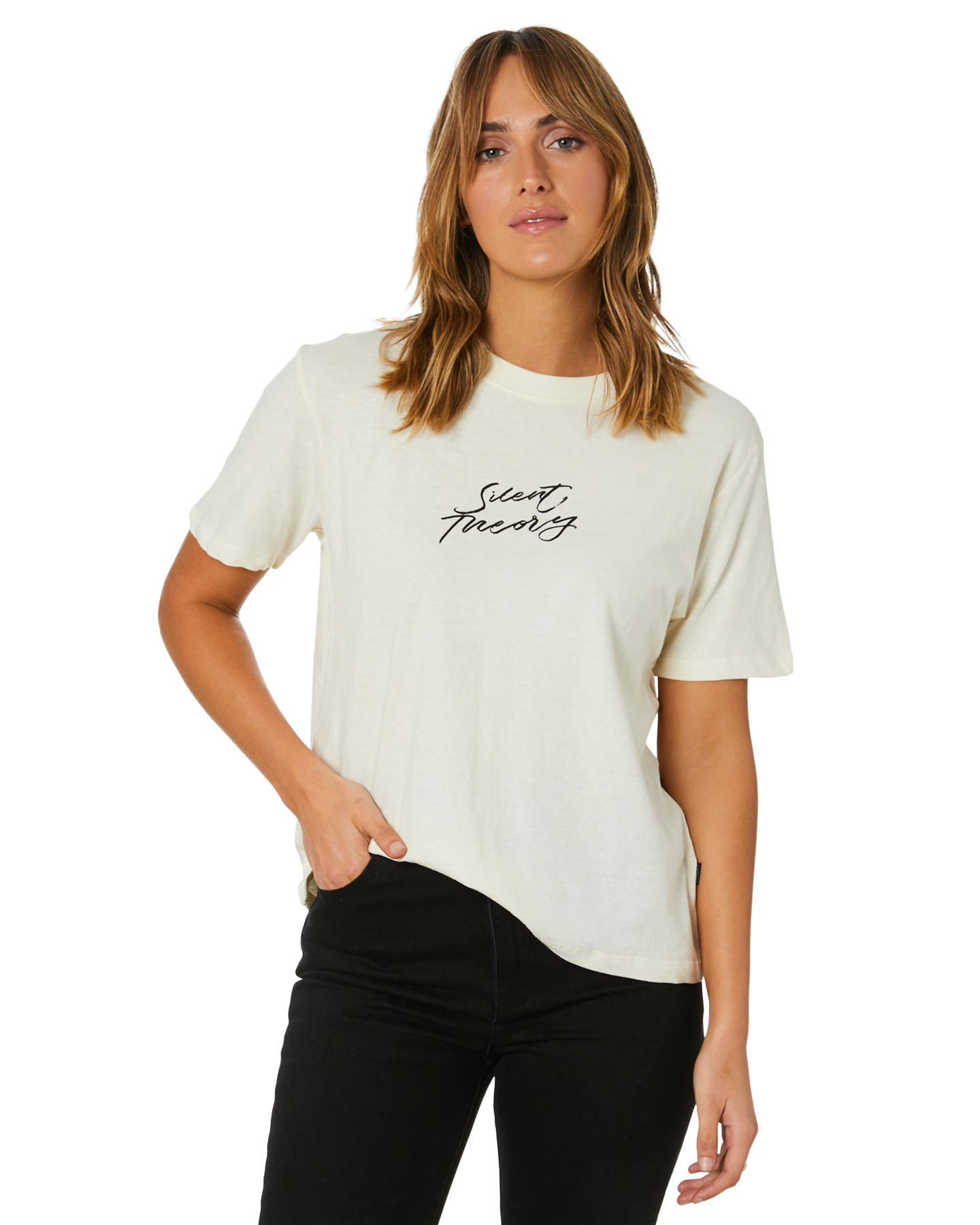 Silent Theory Script Tee - Natural | SurfStitch
