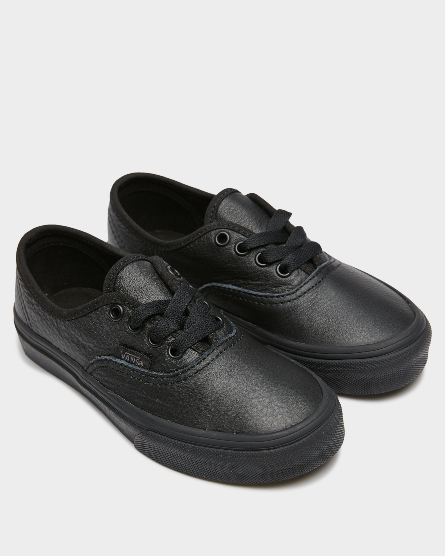 childrens black leather vans