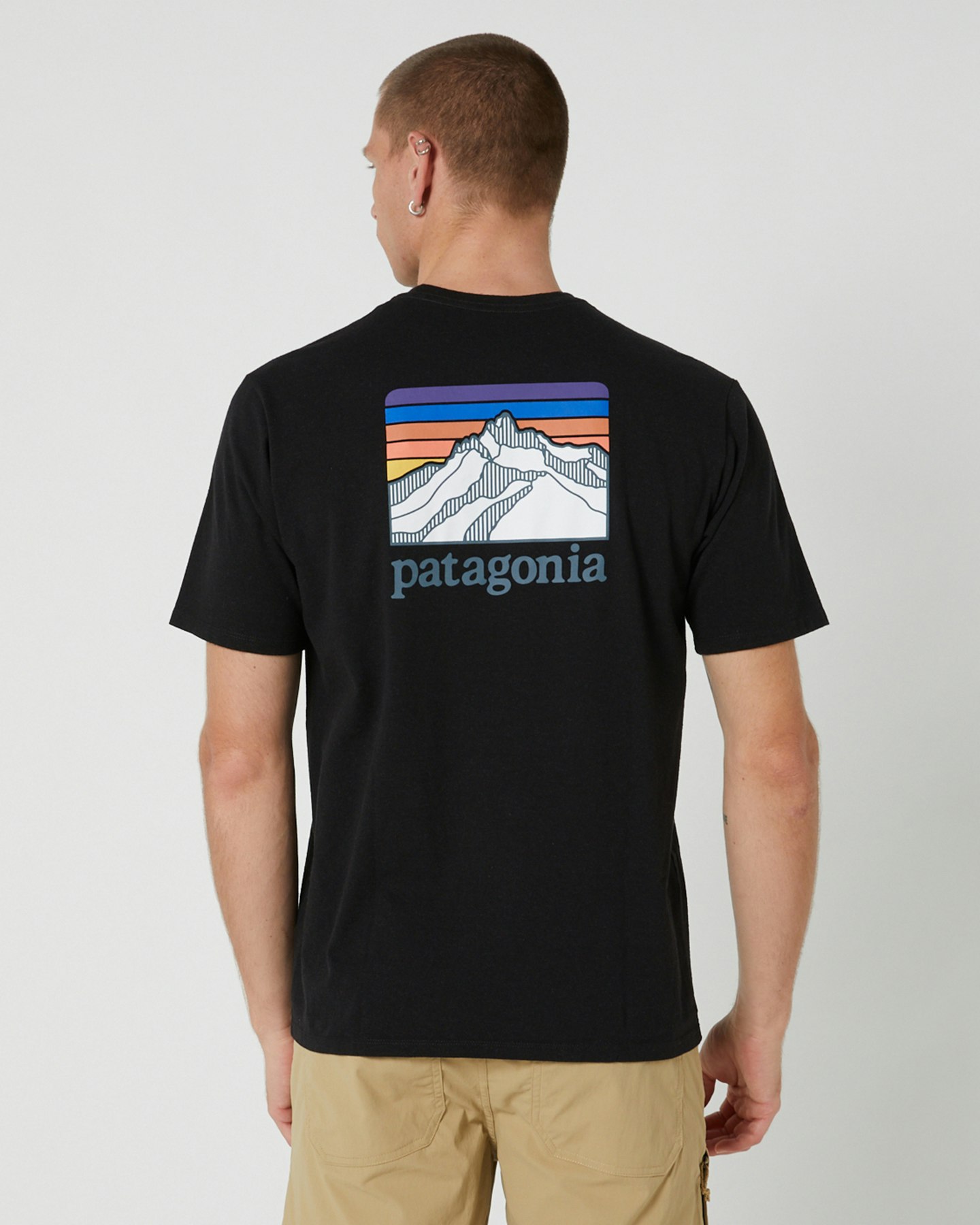 Patagonia Mens Line Logo Ridge Pocket Responsibili Tee Black SurfStitch